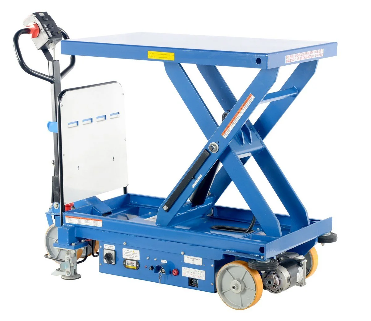 Steel Powered Drive and Powered Lift Hydraulic Single Scissor Cart