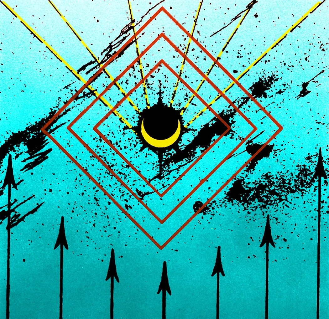 WIND STORM / screenprint & airbrush, acrylic on paper / 15x15in .