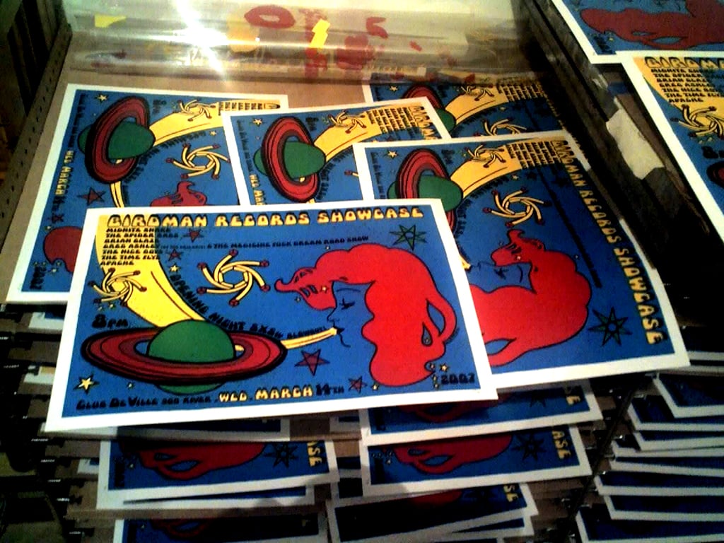 STARCADE DESIGNS FOR BIRDMAN RECORDS / DESIGN AND SCREENPRINT PRODUCTION, SXSW POSTER .