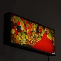 SPACE IS THE PLACE I. / lightbox framed, plexi-mounted print of acrylic oil paint and colored pencil / ©JULIETTE OKEN .