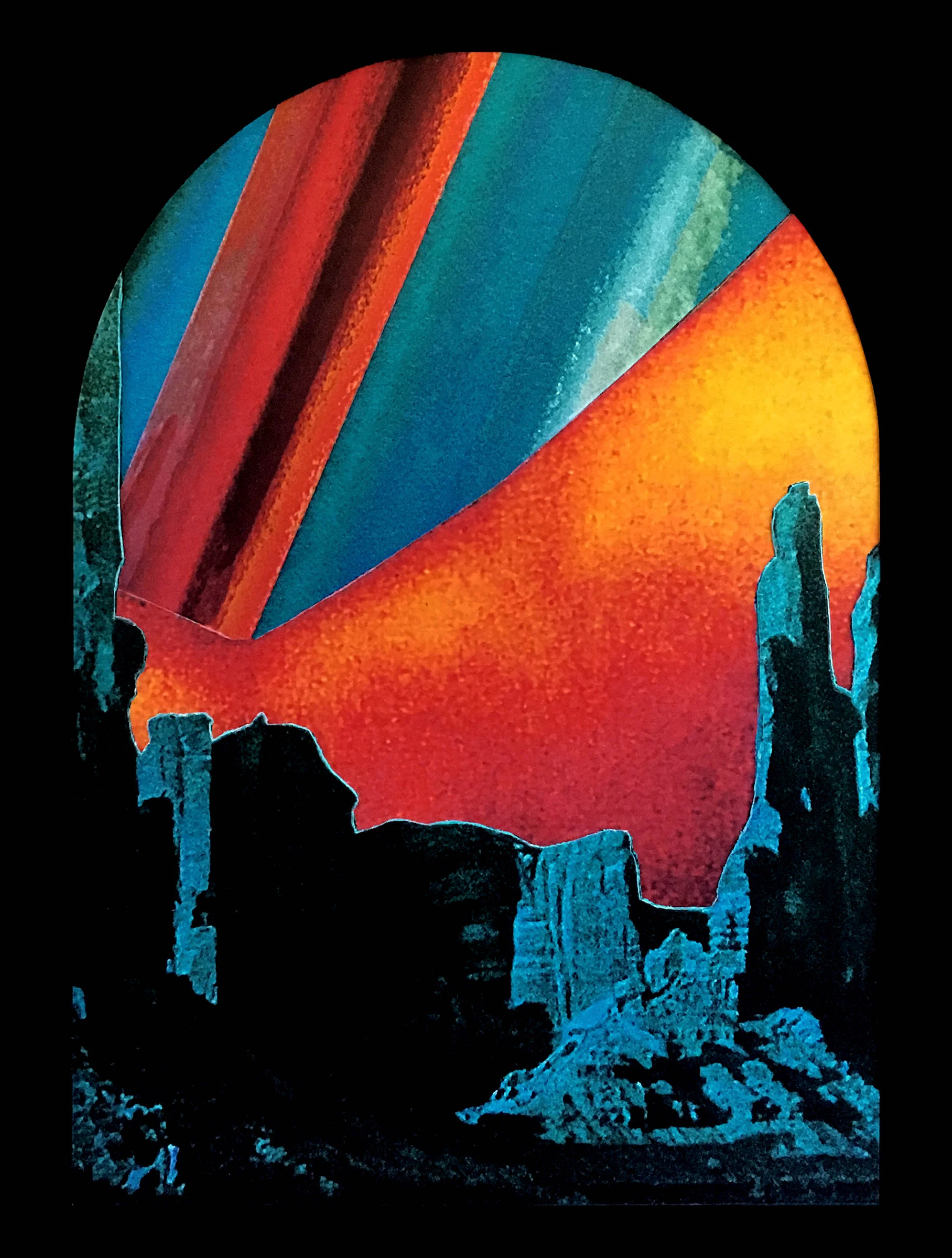 UNTITLED LANDSCAPE / MIXED MEDIA PAPER COLLAGE / 10X13IN .