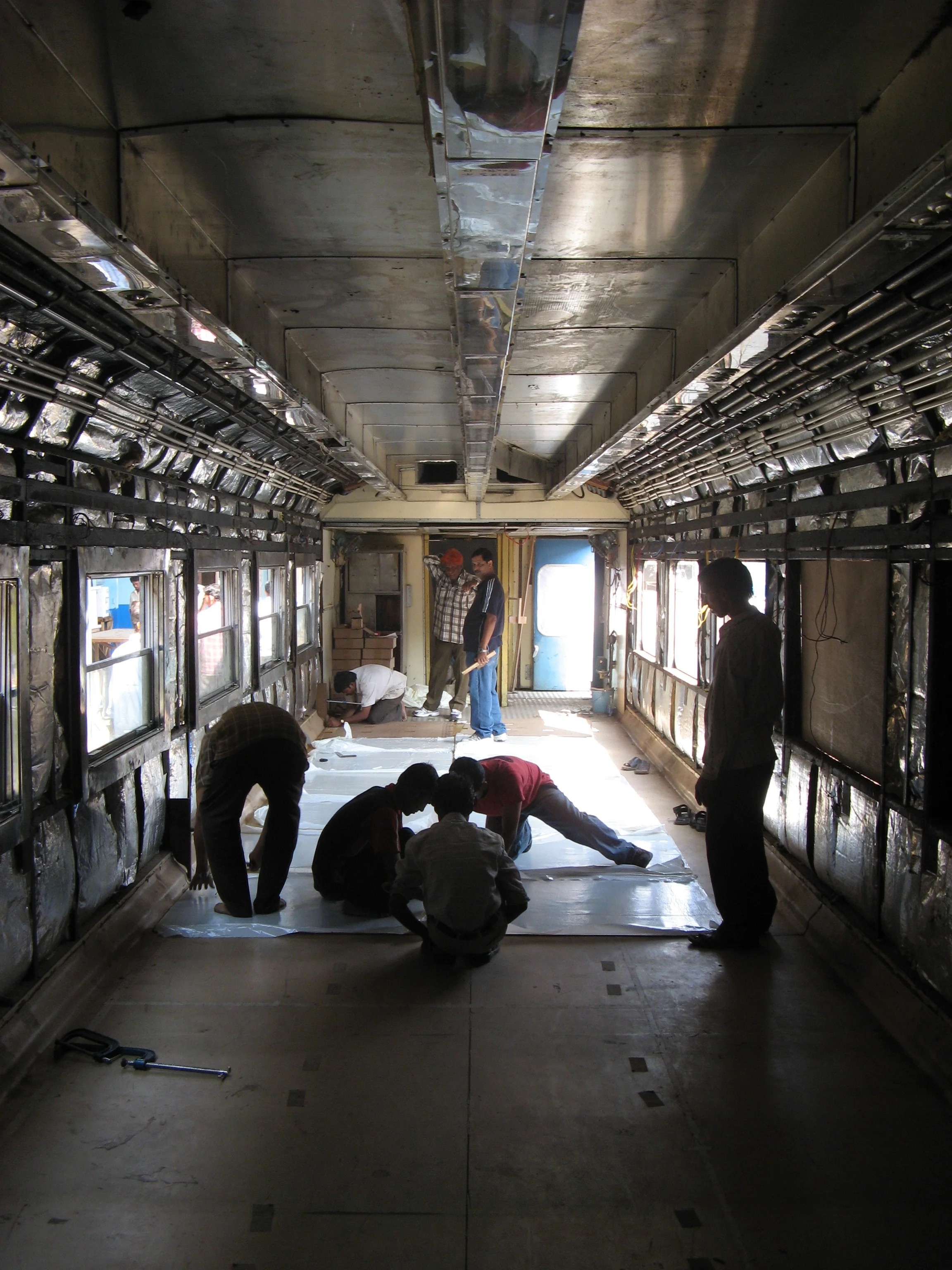 Train Cars Gutted and Prepared for New Interiors