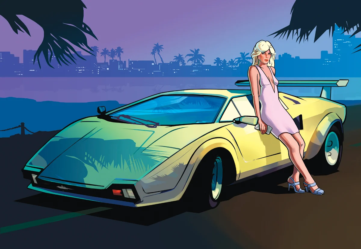 GTA Vice City Stories. Lamborghini Girl illustration. 2006