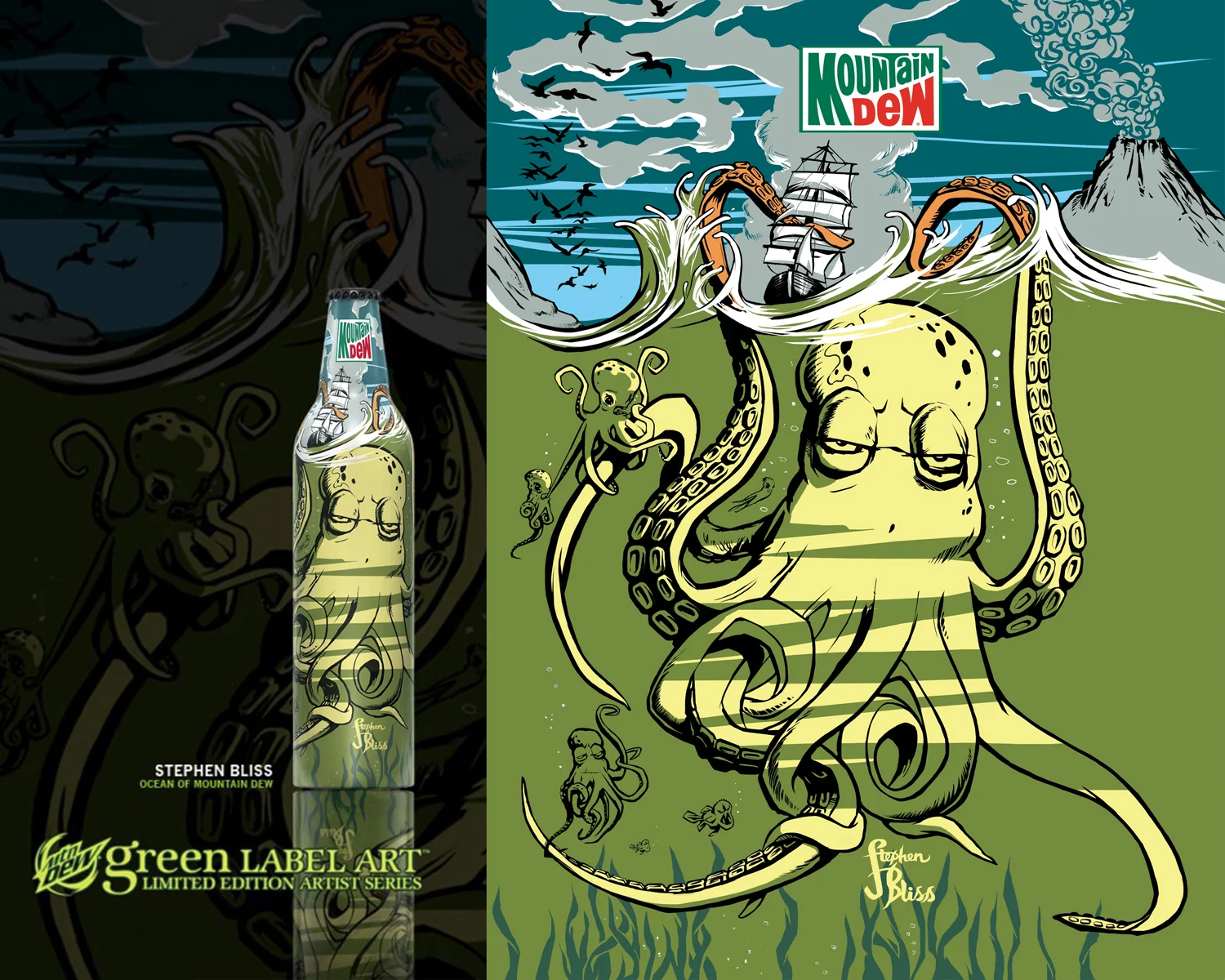 Mountain Dew Octopus bottle. USA. 2009