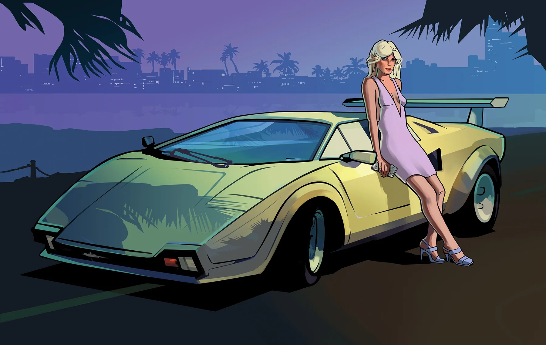 Grand Theft Auto Vice City Stories. Lamborghini Girl illustration. 2006