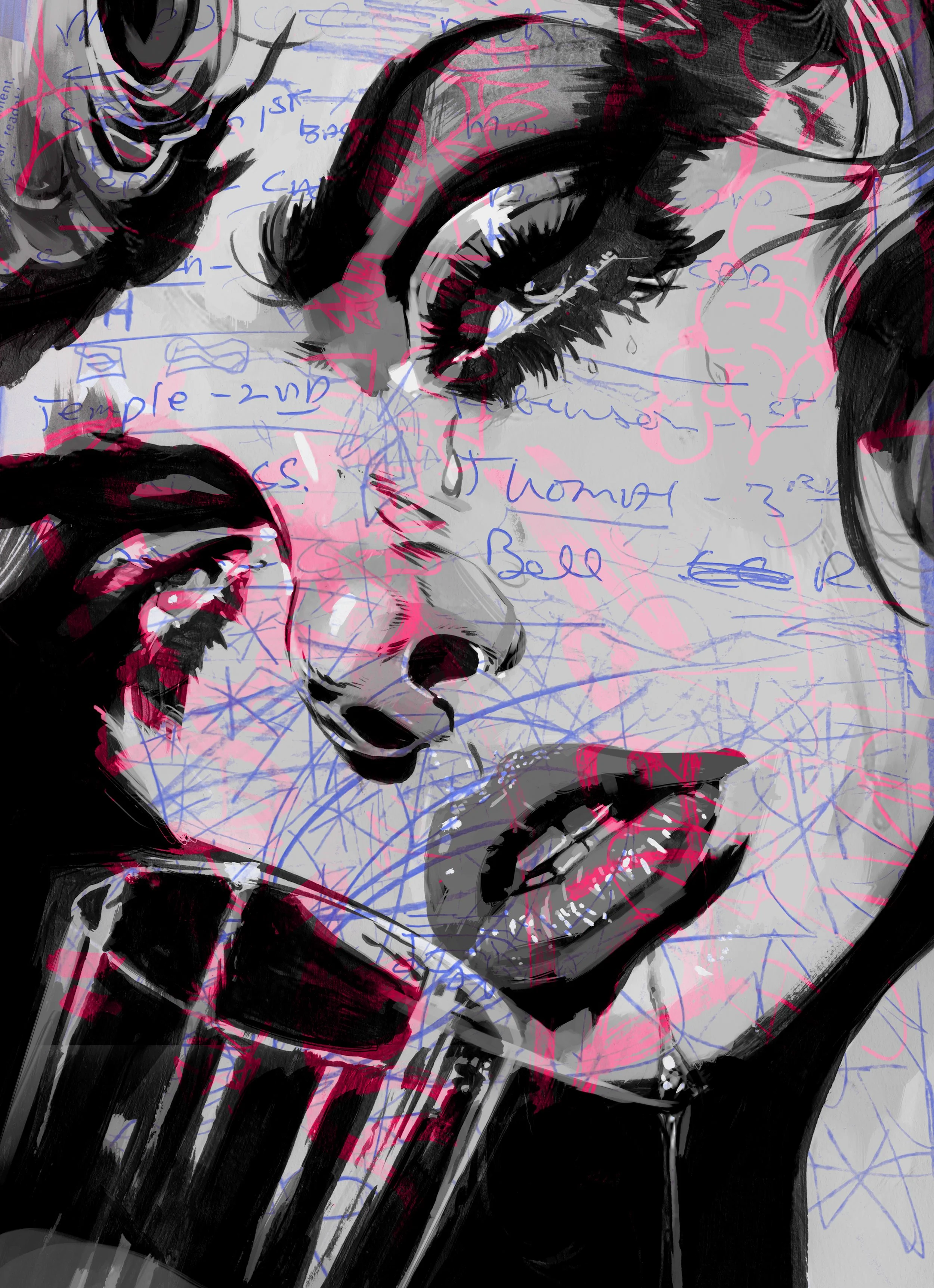 Candy Says... Ink on paper/painted digitally. Variant 002. Personal work. 2025