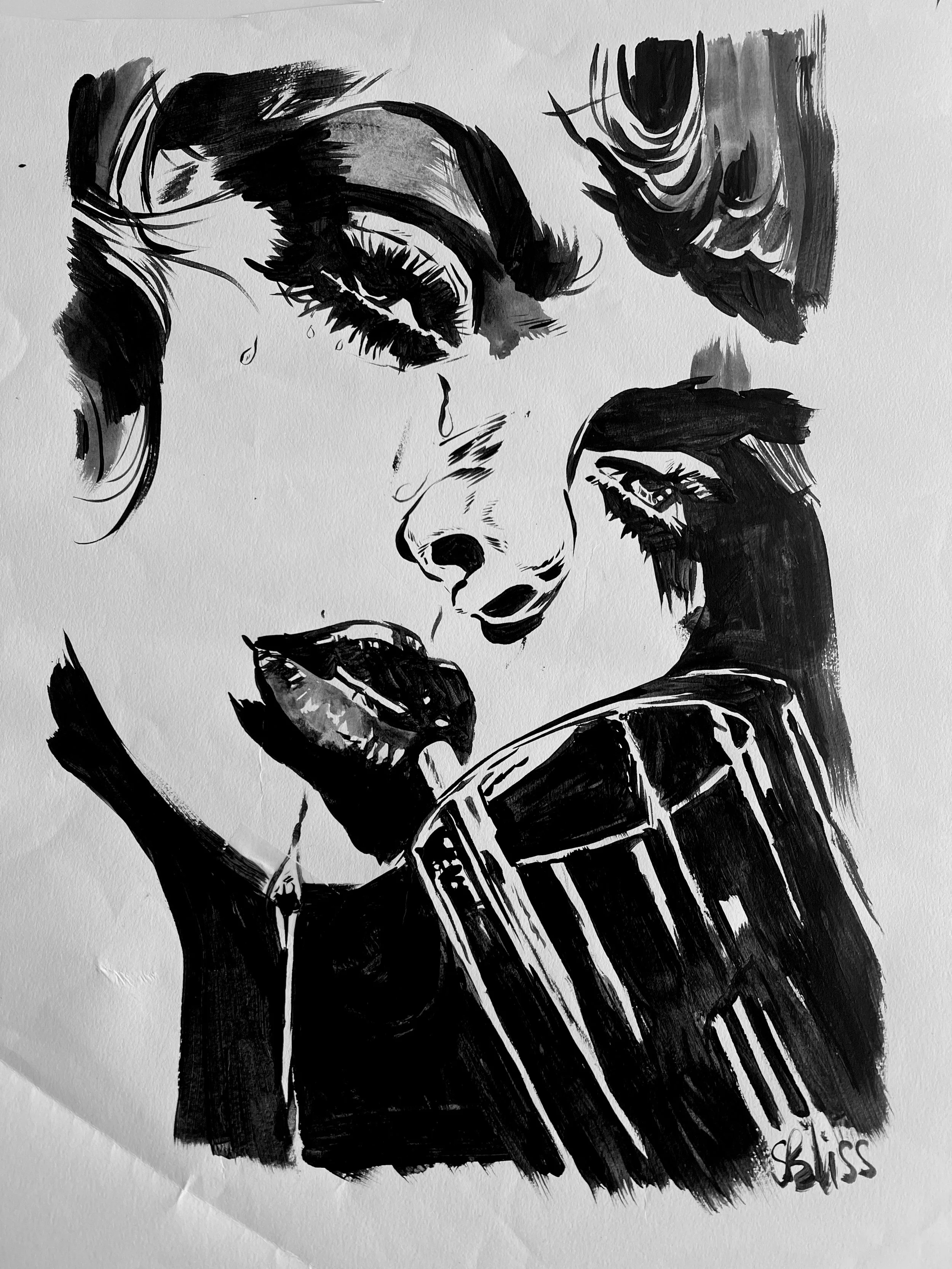 Candy Says... Ink on paper original. Personal work. 2025