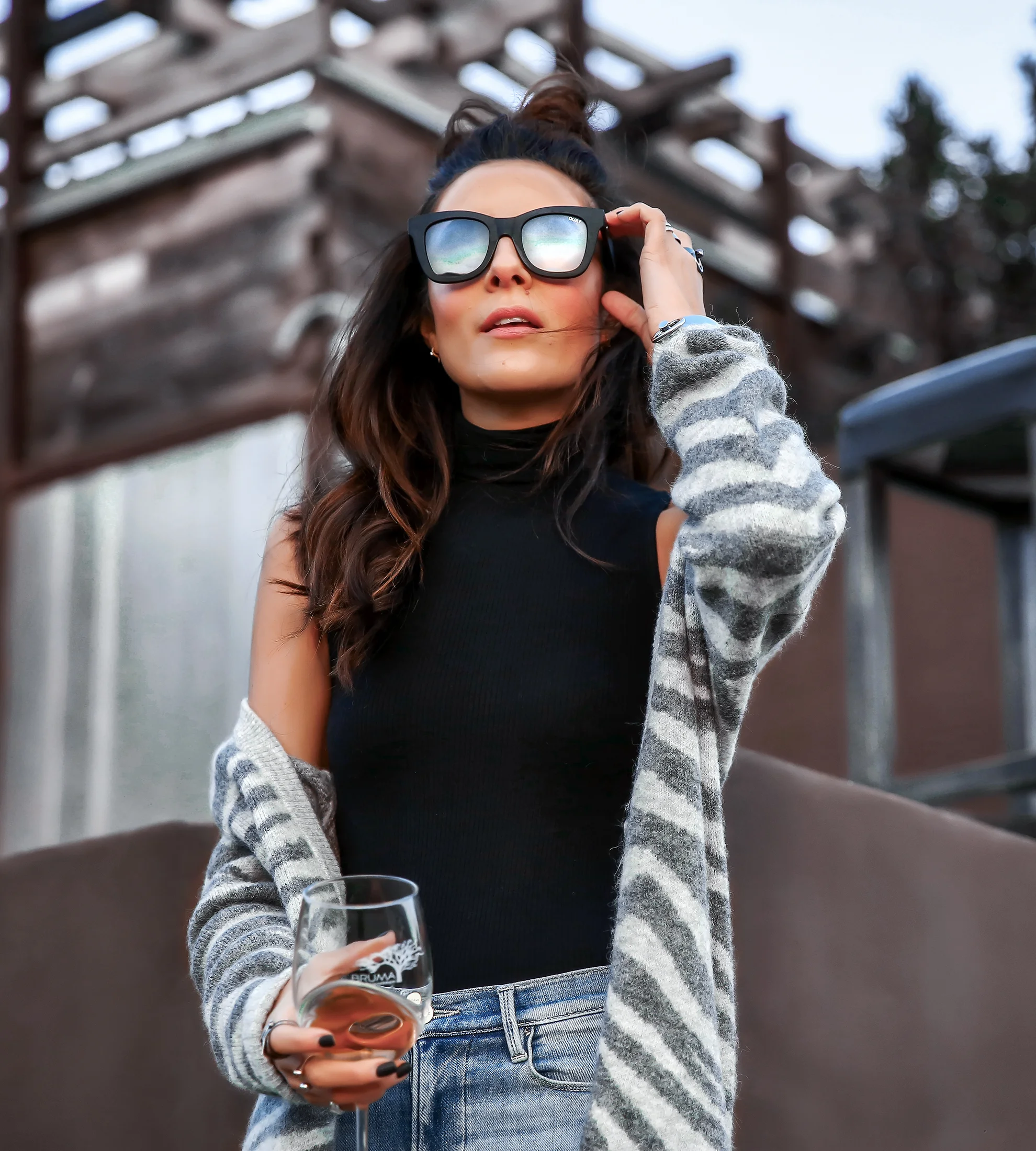 Brunette Woman in Spring Fashion