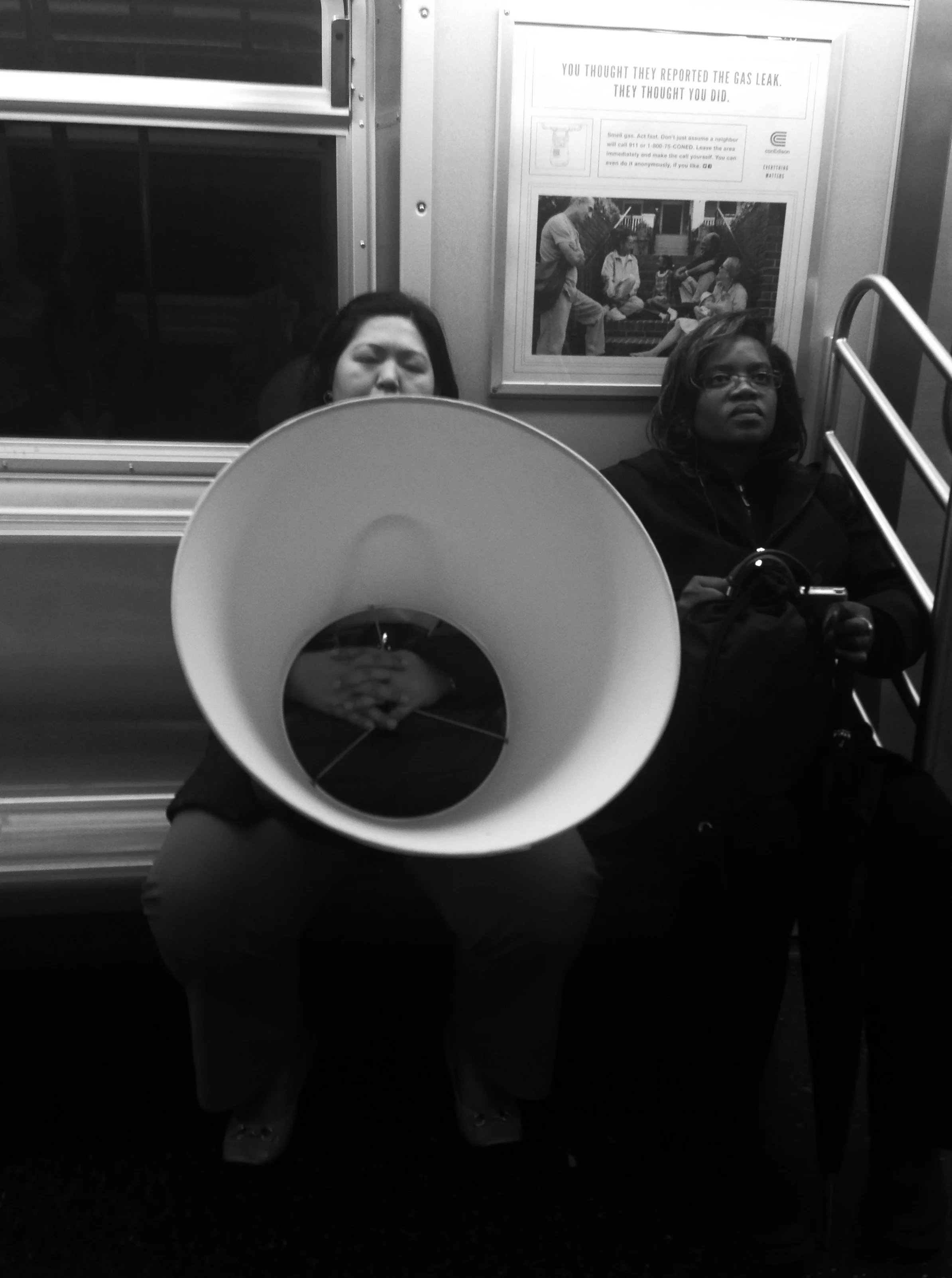Woman with Lamp Shade, NYC, 2014