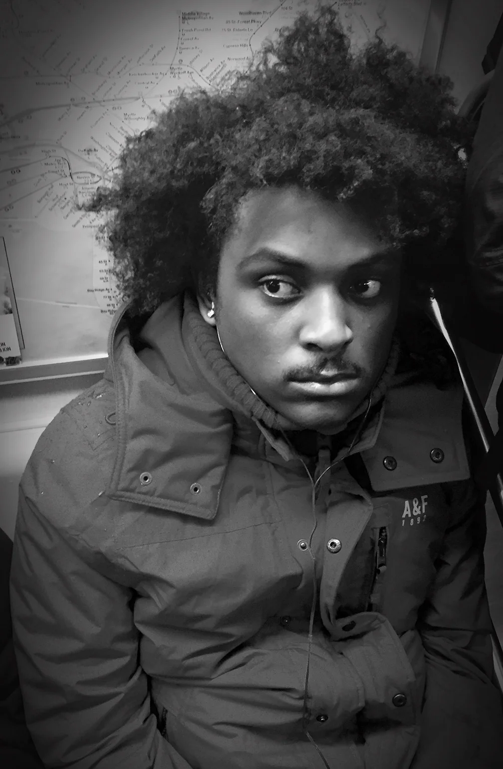 Young Man on Q Train, NYC, 2015