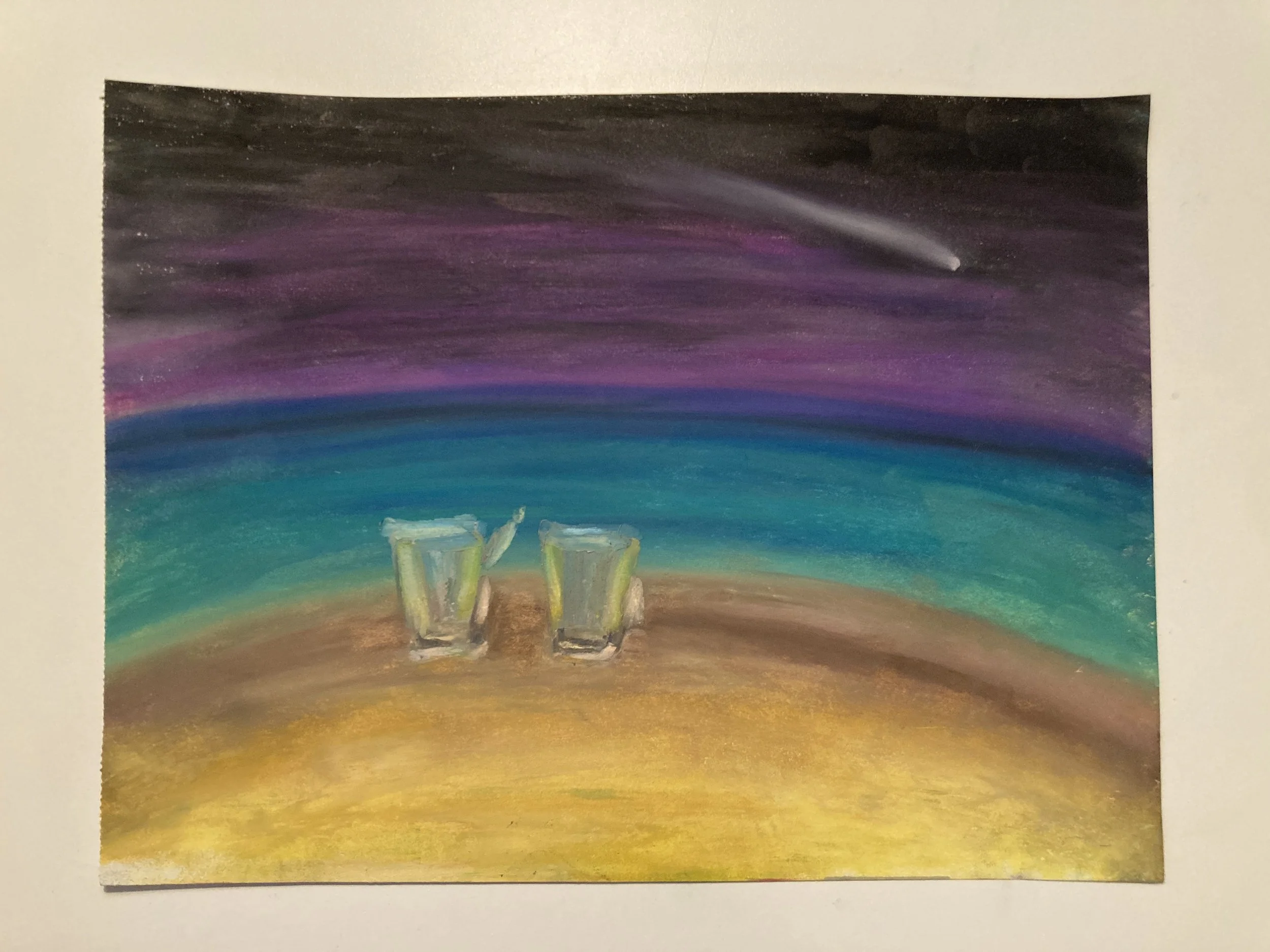  Night Of The Comet, Oil pastel on paper, 2024 