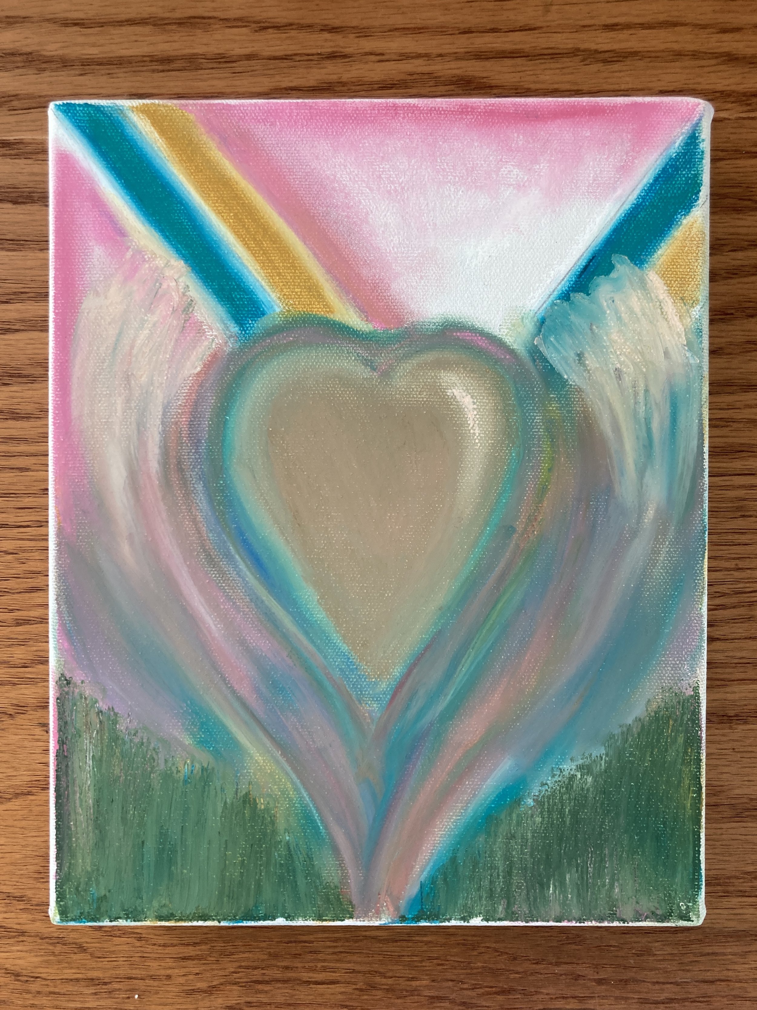 Protected Heart, Oil pastel, acrylic paint, and pencil on canvas. 2024