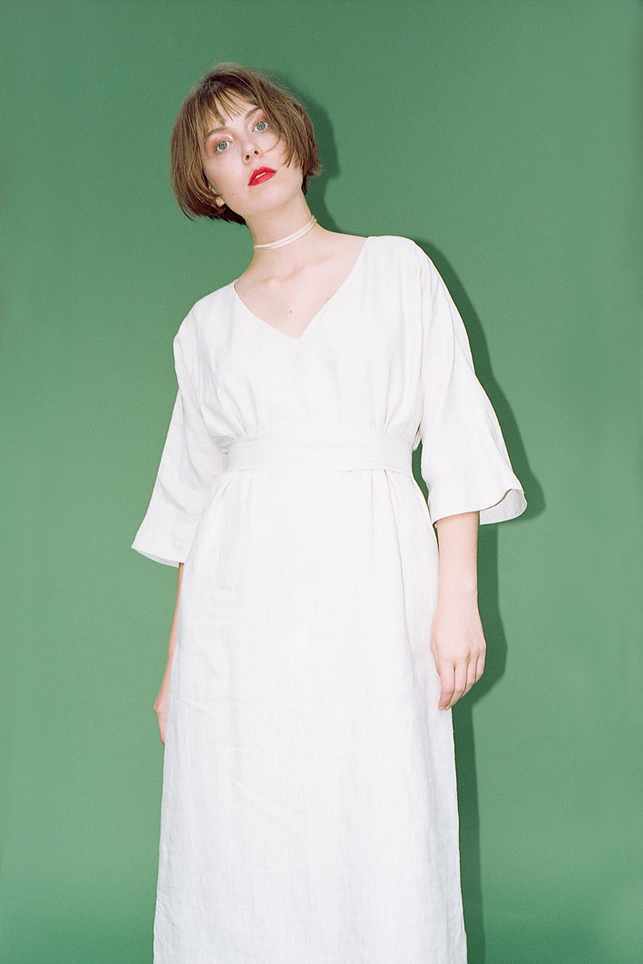 the kimono dress, in textured Italian linen