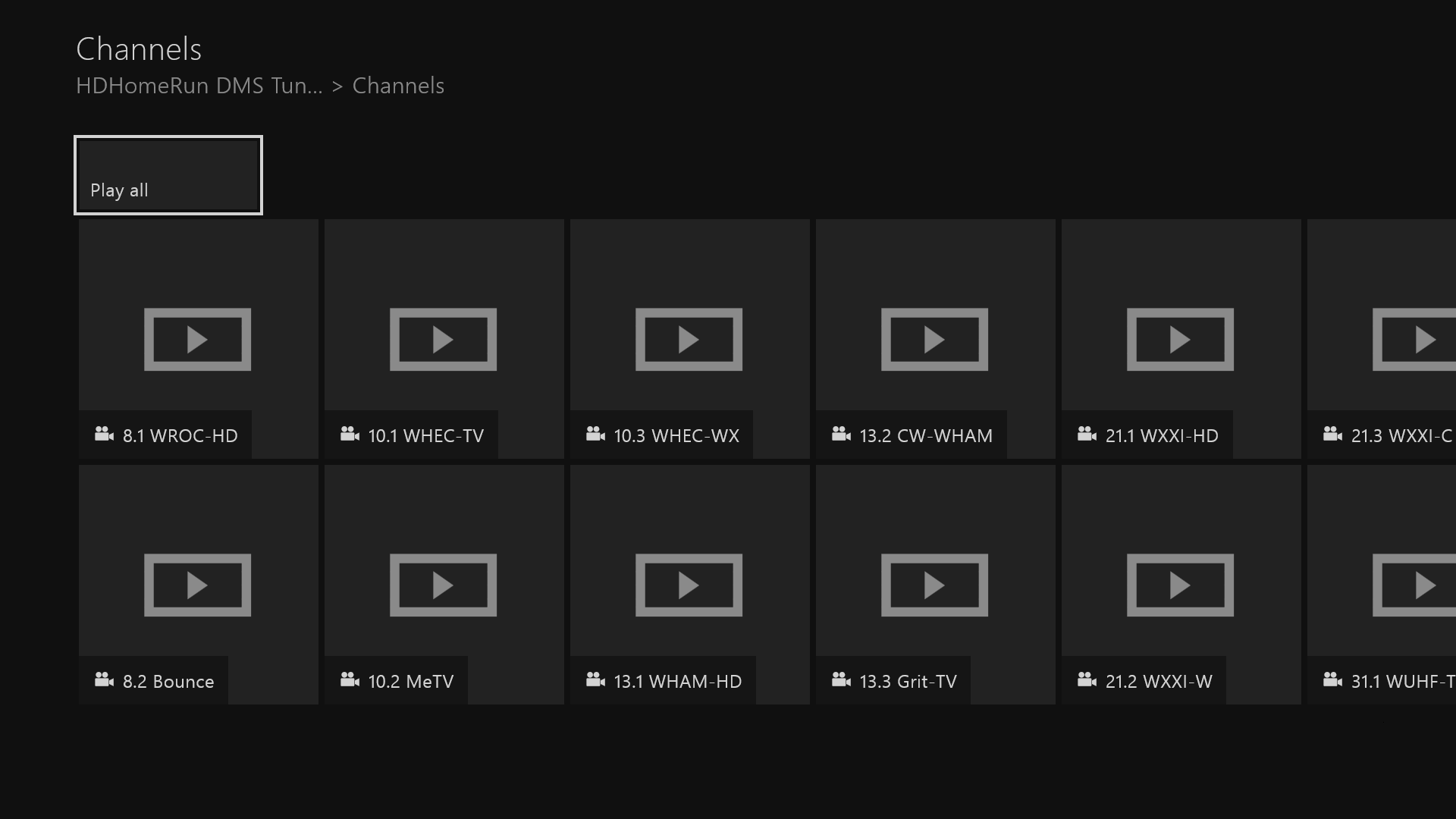   All your channels will be listed as "files" to play.  