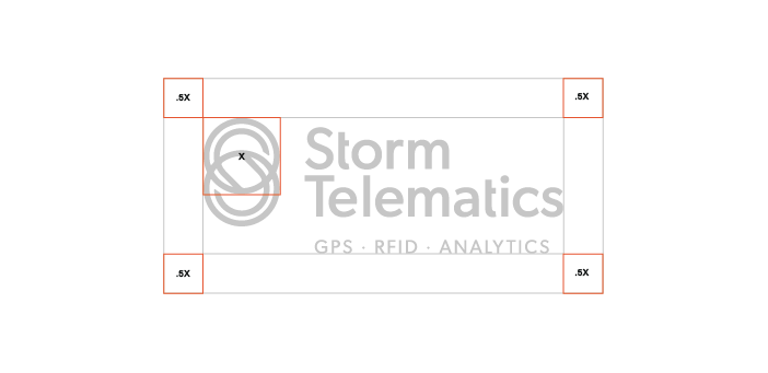 Clear Space The Storm Telematics logo should always be surrounded by a minimum area of clear space. No other visual elements may enter the clear space. Care should be taken whenever laying the logo over a colour, background or image.