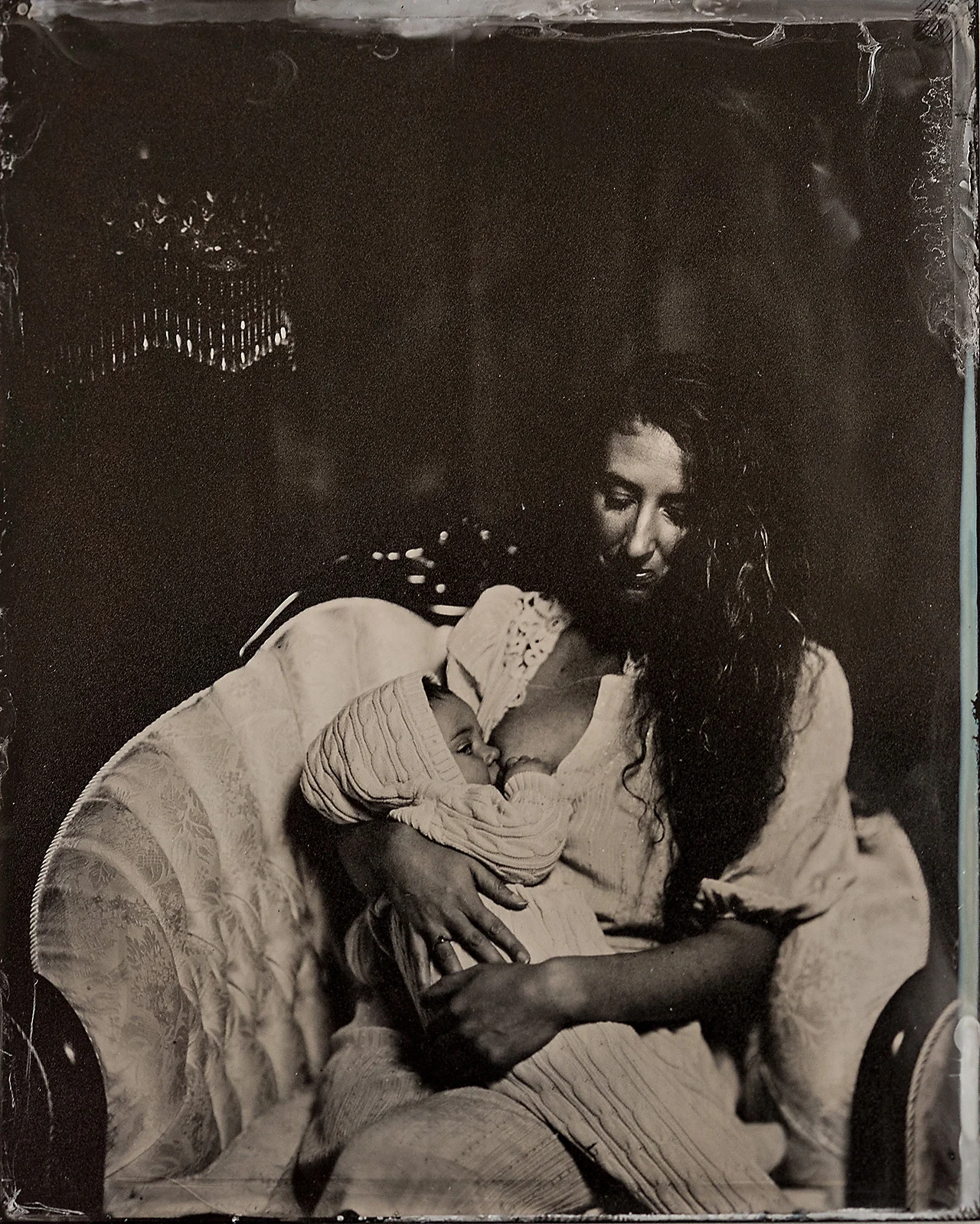maternal mother nursing baby family tintype group portrait san antonio tx wet plate.jpg