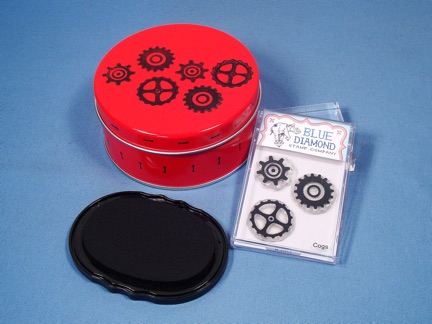 Stamps: Cogs , Ink: Palette Hybrid in Noir Black