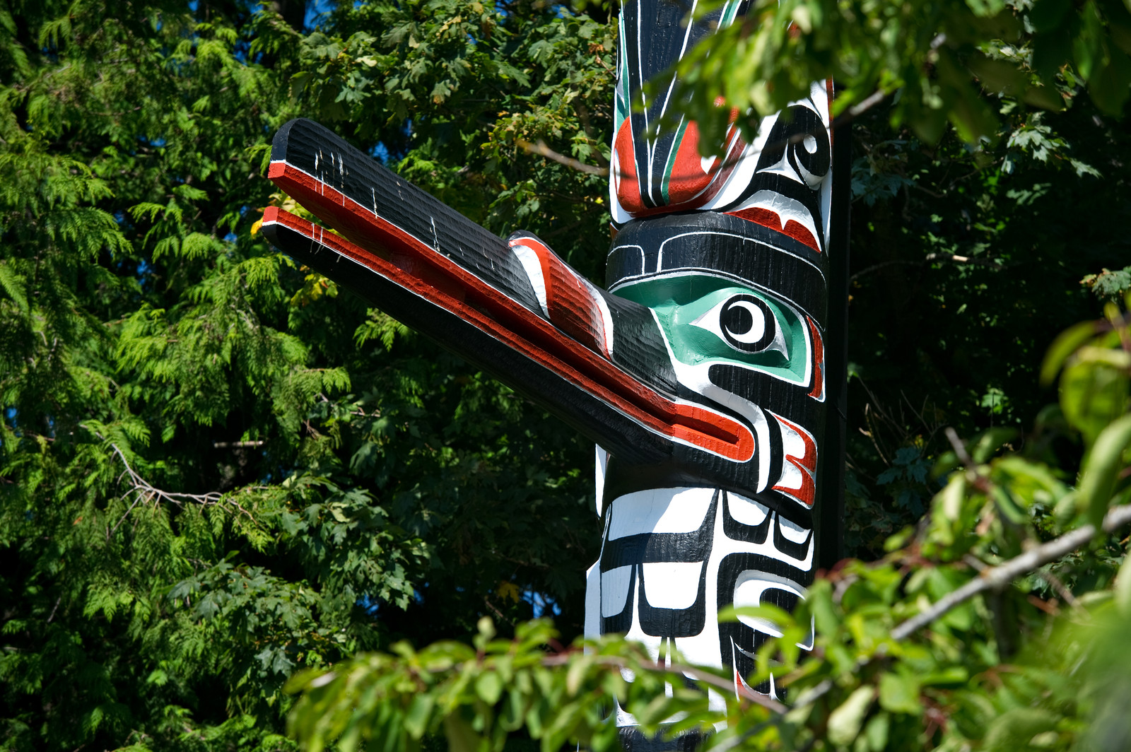 Totem poles on a tour of Vancouver.
