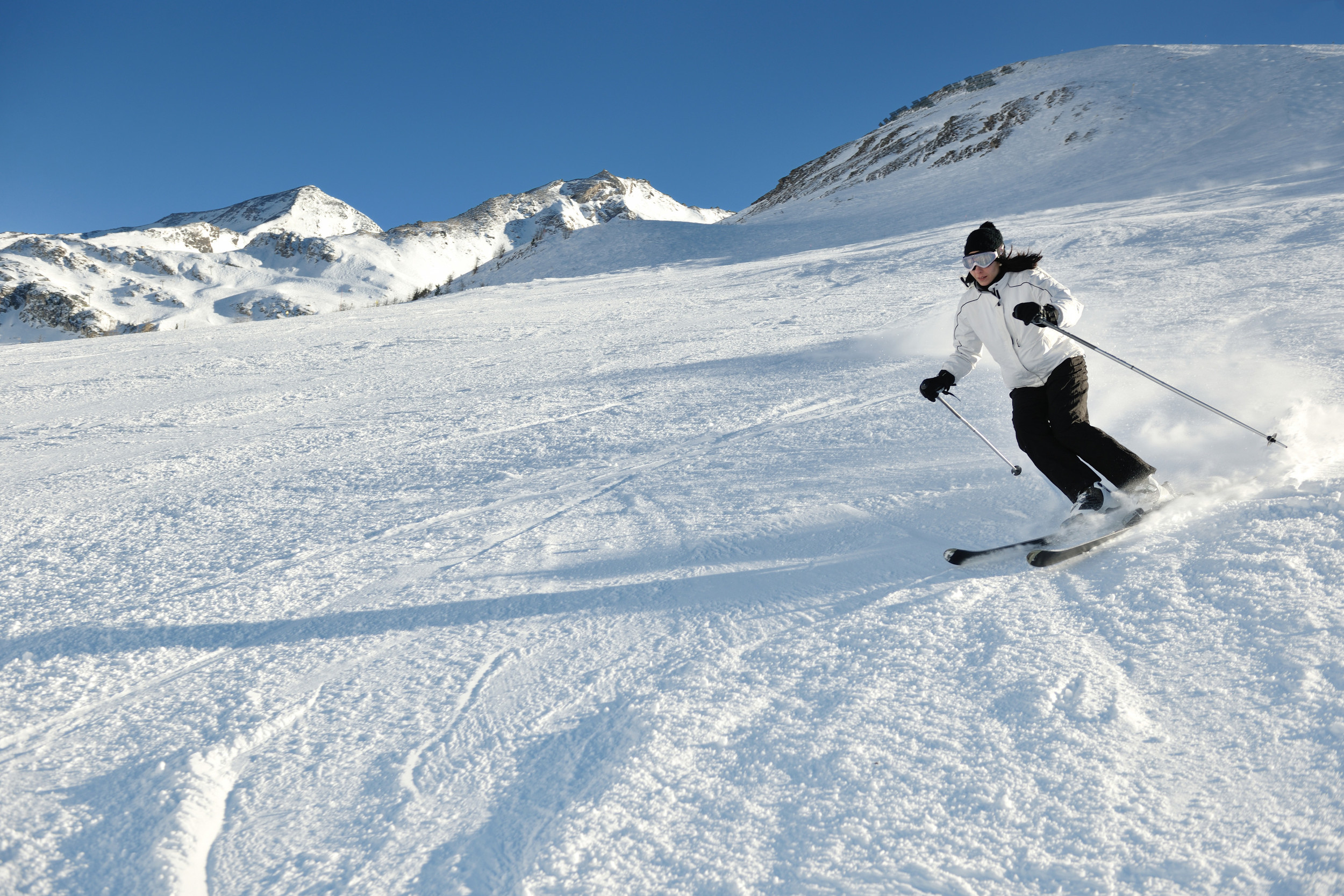 On and off piste skiing on a Canada ski tour.