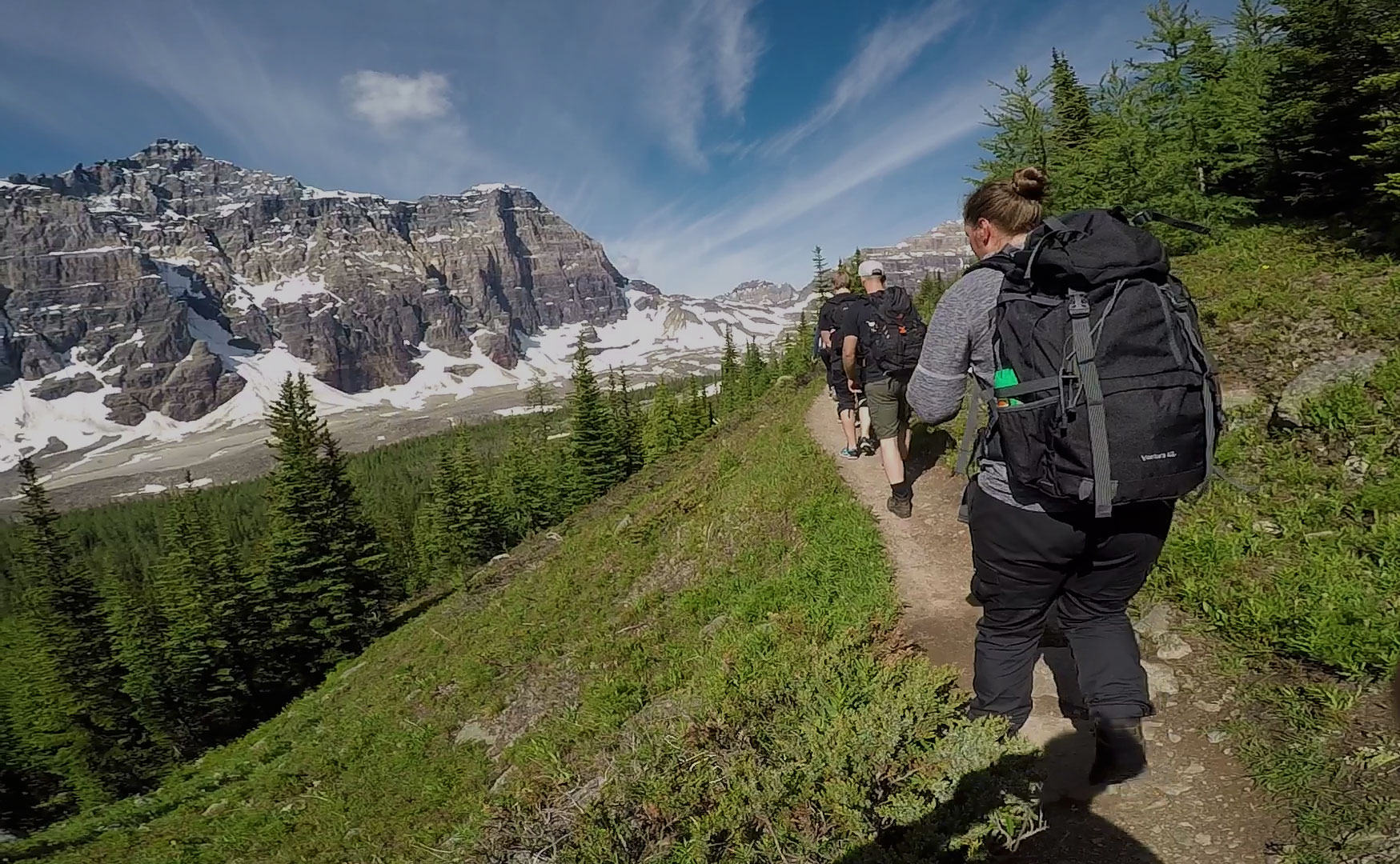 Guests hiking near Lake Louise