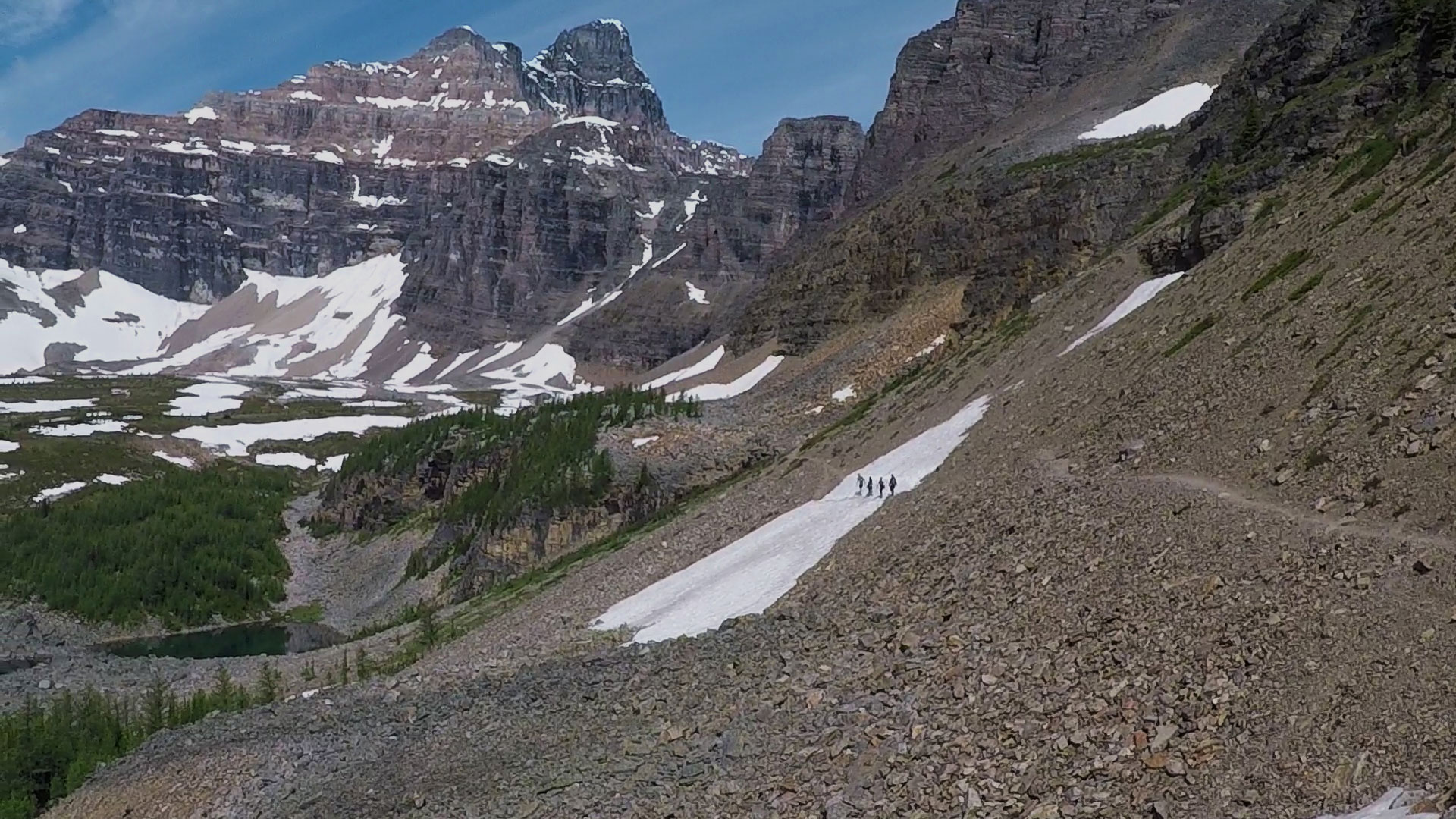 Guided hiking tour near Lake Louise in Canada.