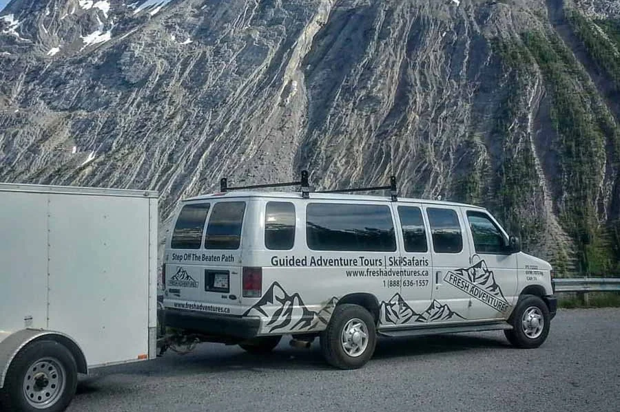 Fresh Adventures van on a guided camping adventure in the Rockies.
