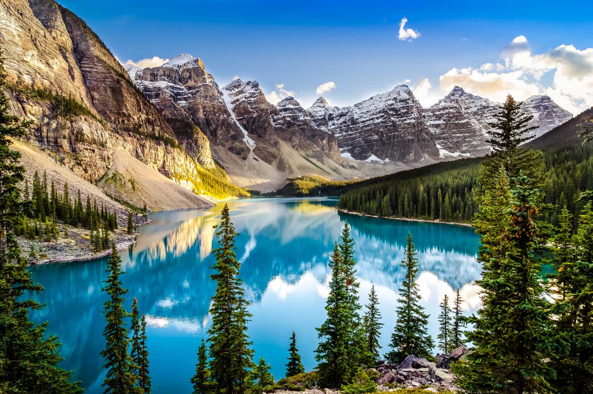 A guided camping tour in the Canadian Rockies at Moraine Lake