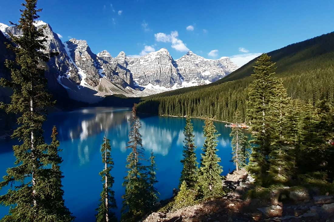 Moraine lake during a guided hiking tour in Banff