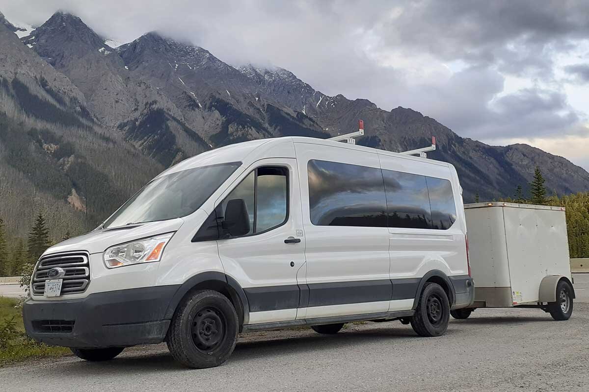 A passenger van from a Yukon tour company.