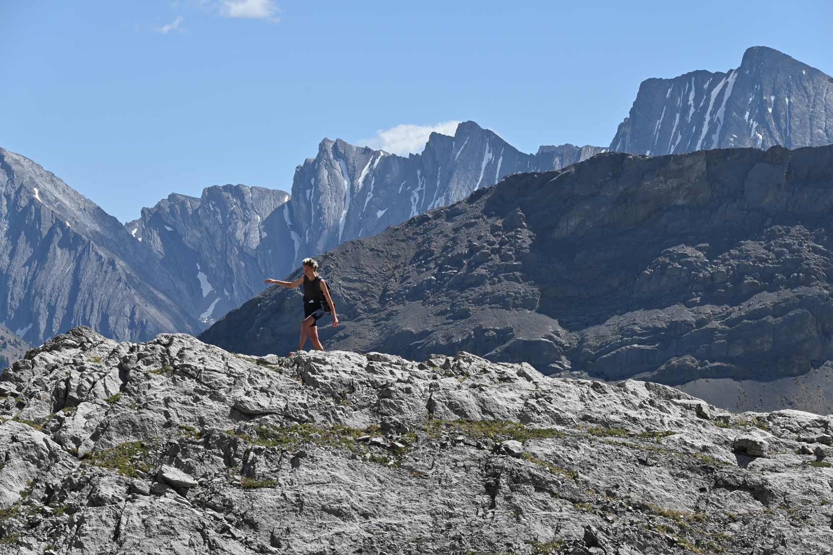 Hiker on a guided hiking trip in the Rockies with Fresh Adventures.