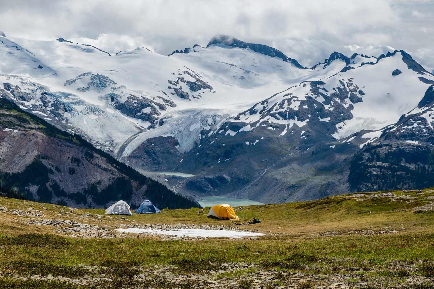 A guided backpacking tour in the Rockies, Canada.