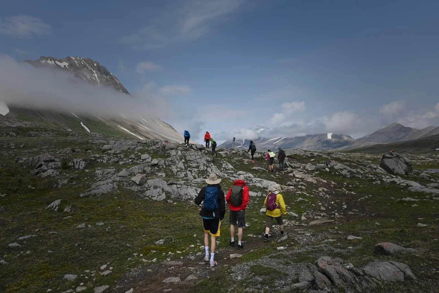 Small group on a guided hiking tour in Banff.