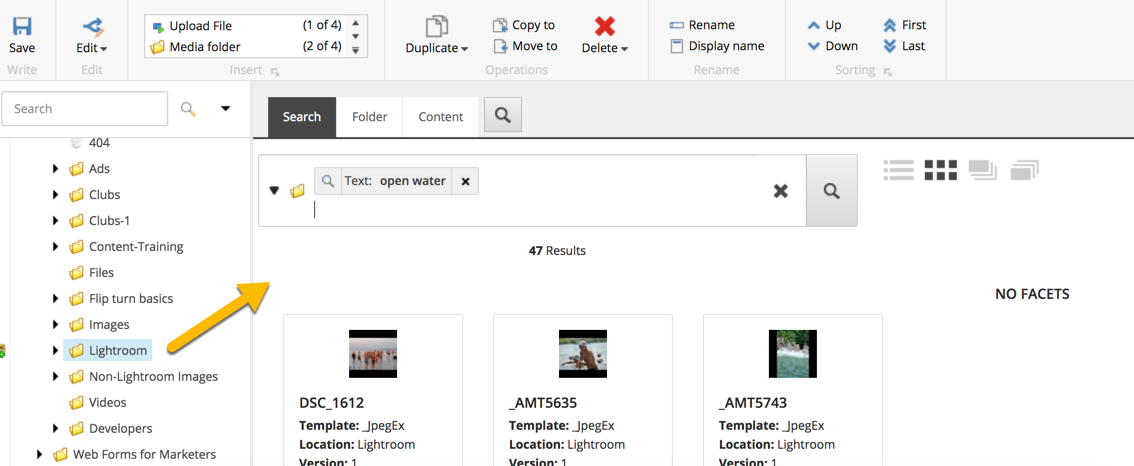 Keyword image search within the Media Library -- Lightroom originated images