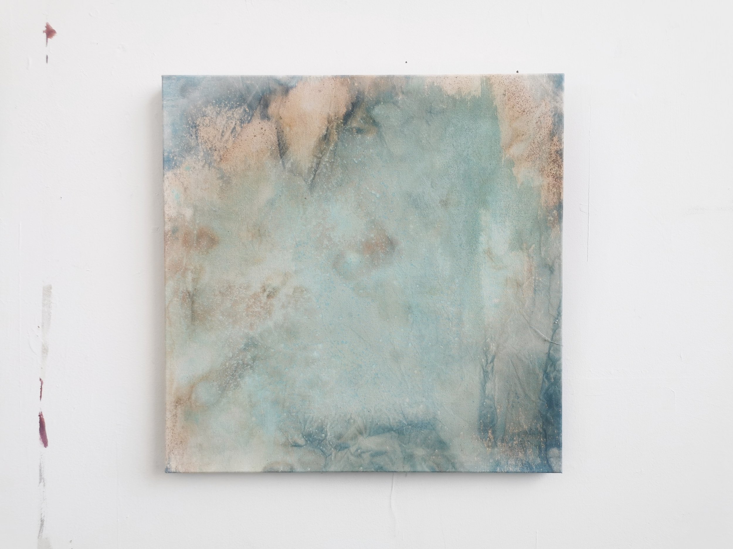 Candescence - cyanotype, copper verdigris, soda on canvas - 45 x 45cm - Kari Cahill 1.jpeg