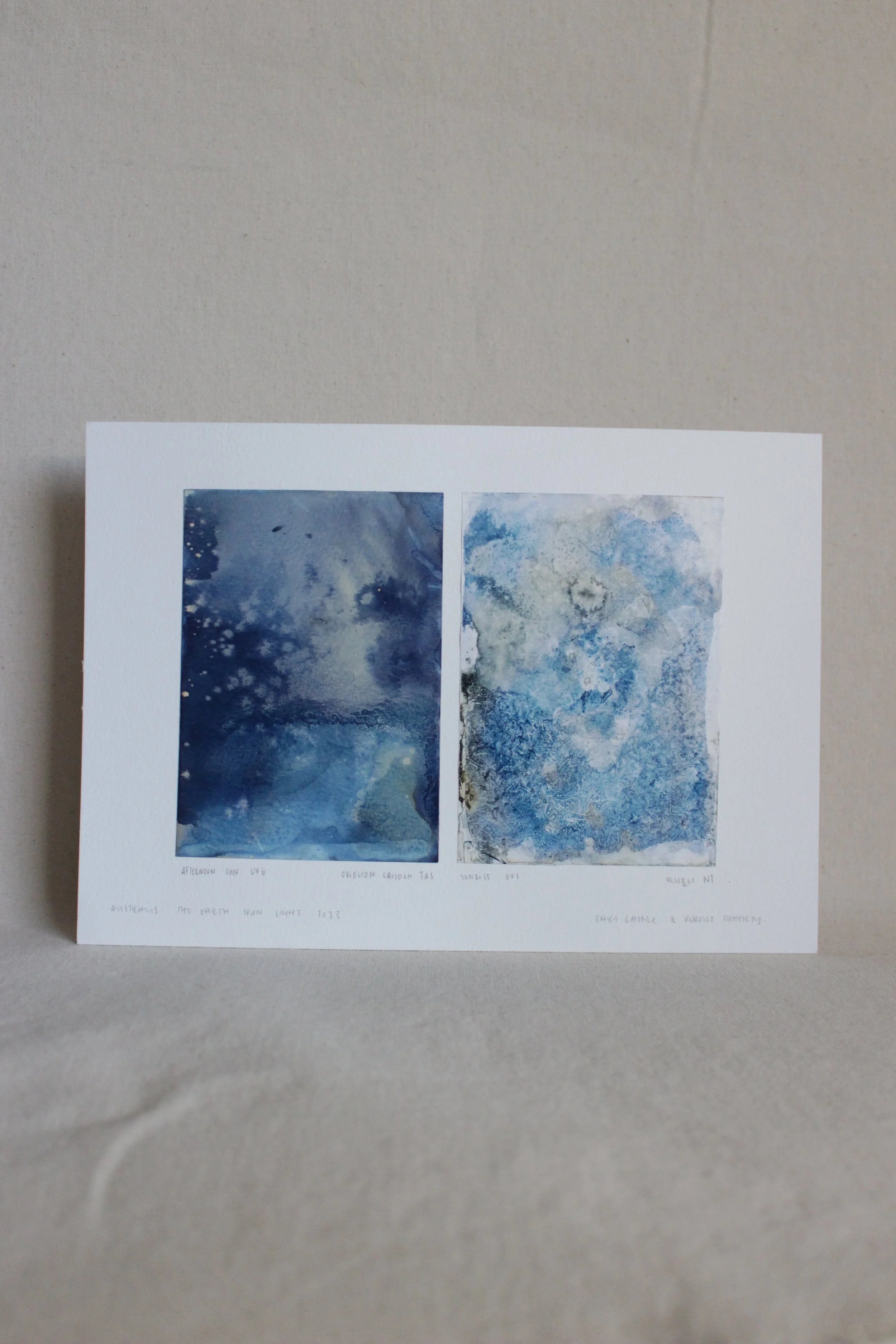 Diptych Orielton Lagoon Uluru Am i - Australis - Cyanotype on paper - 297x210 - The Earth Spun Light - Kari Cahill Robert Doherty - 2023 3.JPG