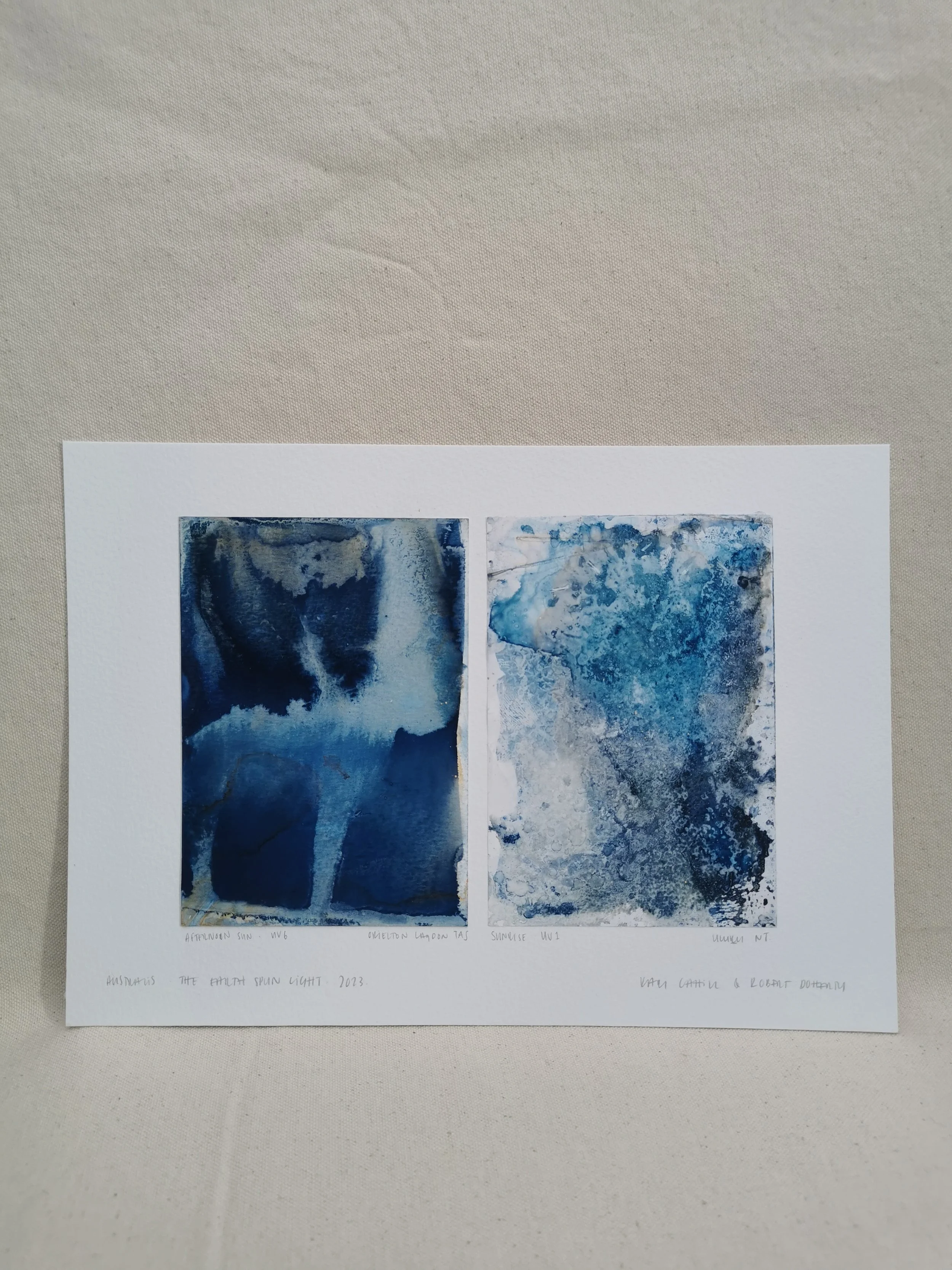 Diptych Orielton Lagoon Uluru Am ii - Australis - Cyanotype on paper - 297x210 - The Earth Spun Light - Kari Cahill Robert Doherty - 2023.jpg
