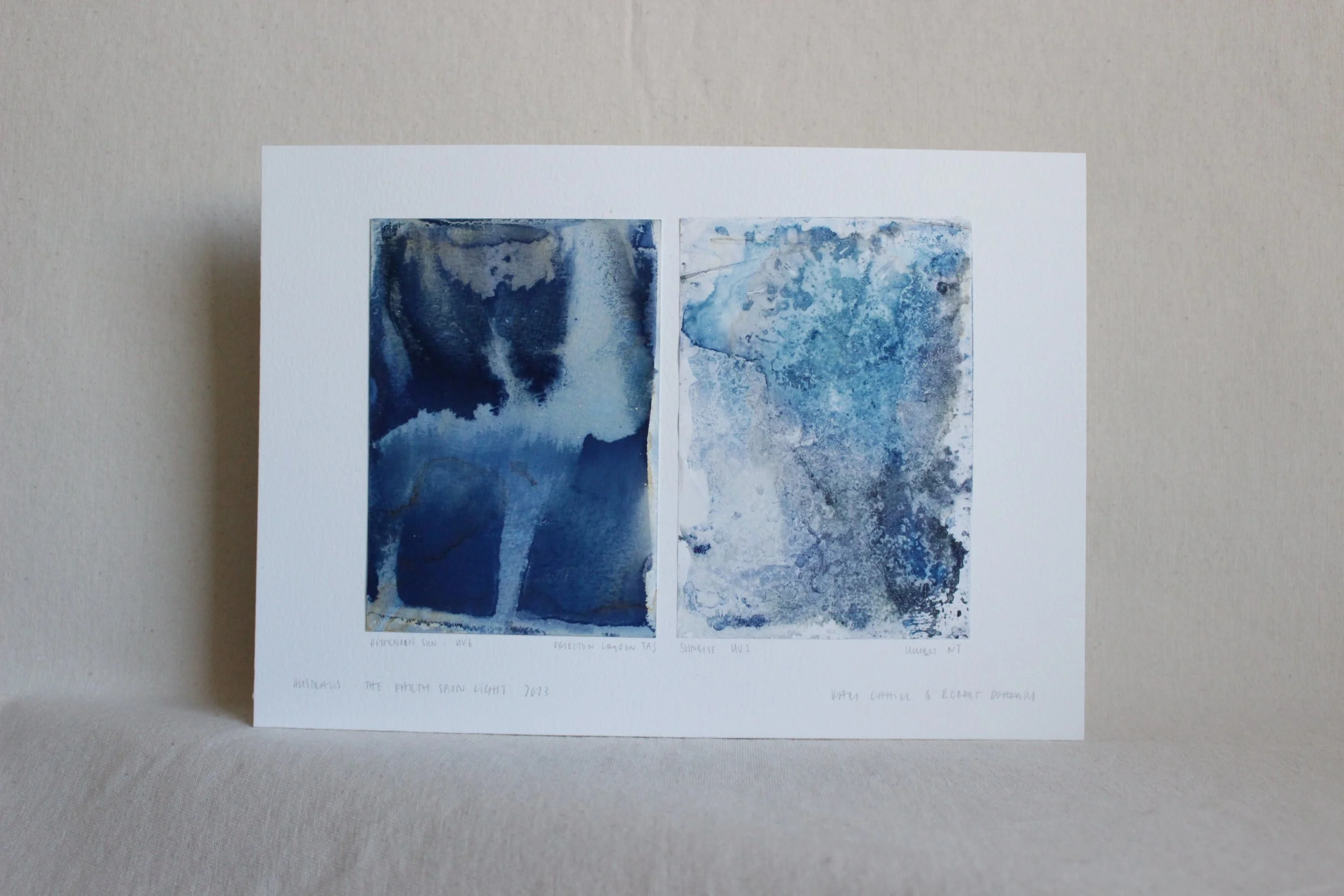 Diptych Orielton Lagoon Uluru Am ii - Australis - Cyanotype on paper - 297x210 - The Earth Spun Light - Kari Cahill Robert Doherty - 2023 2.JPG