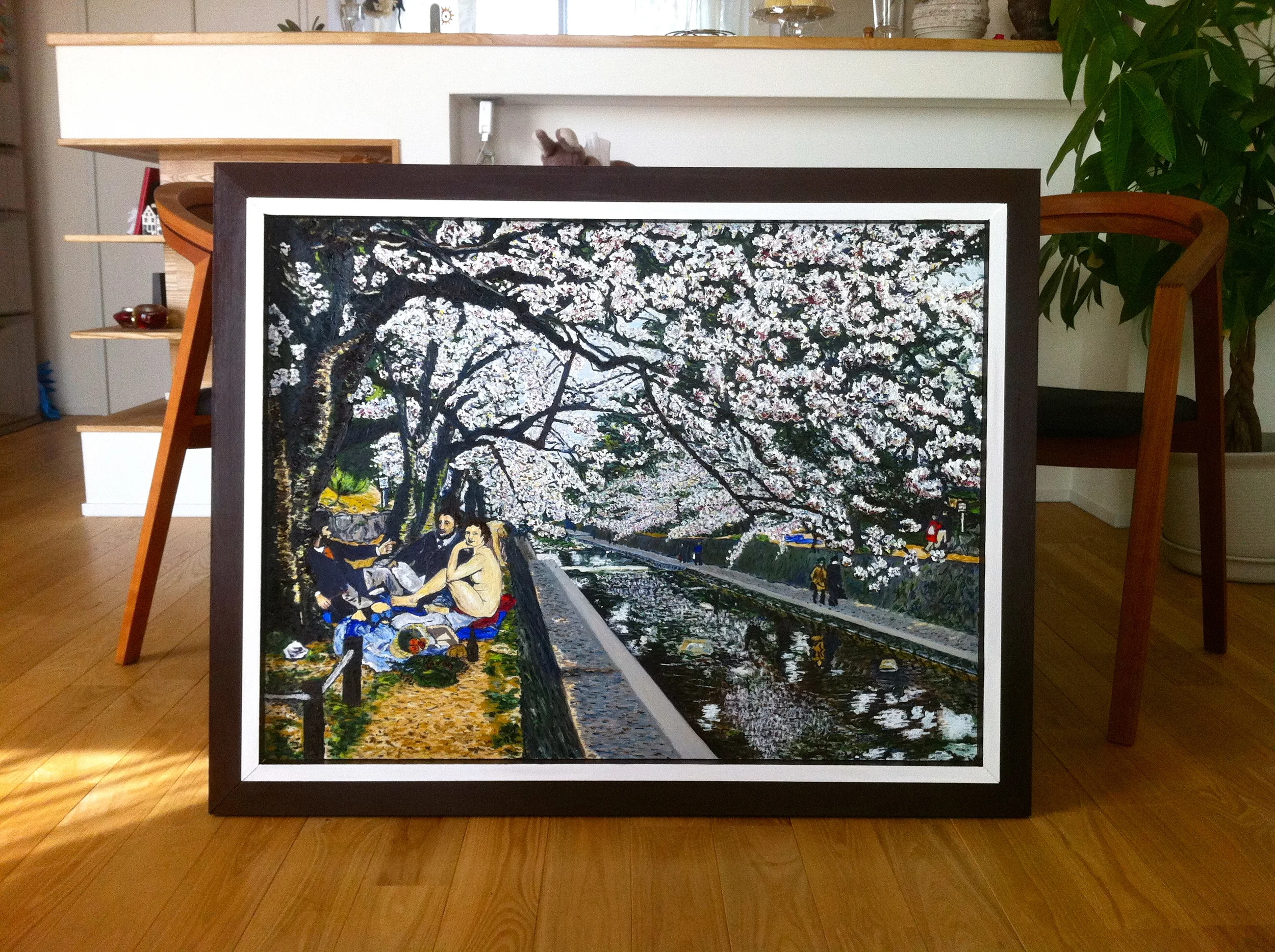  Le Bain in Shukugawa &nbsp;60cm x 80cm. &nbsp;Oil on wood panel. &nbsp;2014. 