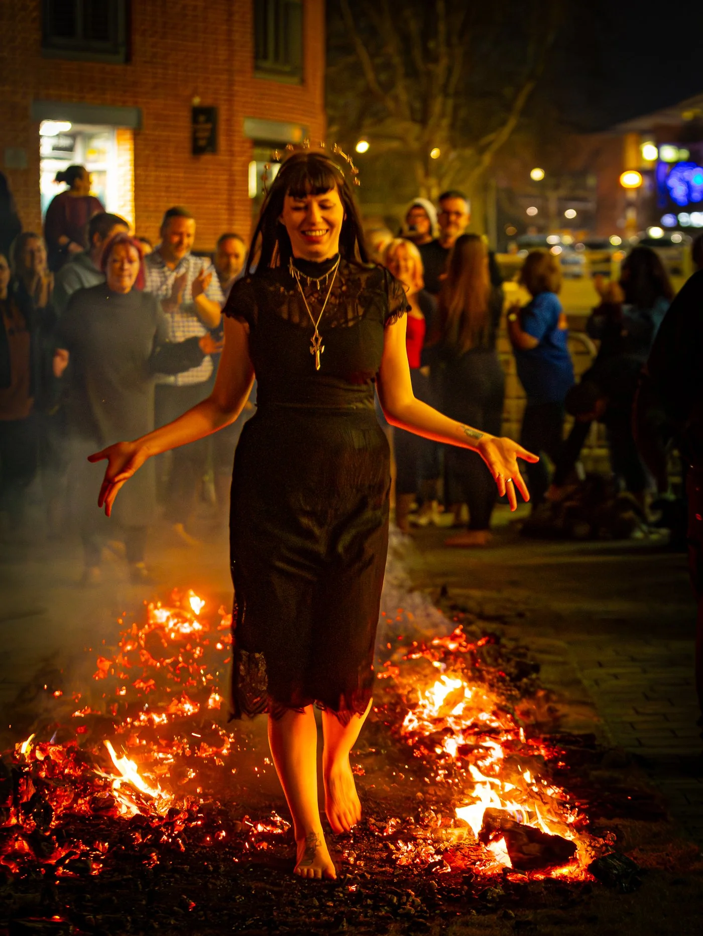  Charity fire walk at the  Norwich Forum  
