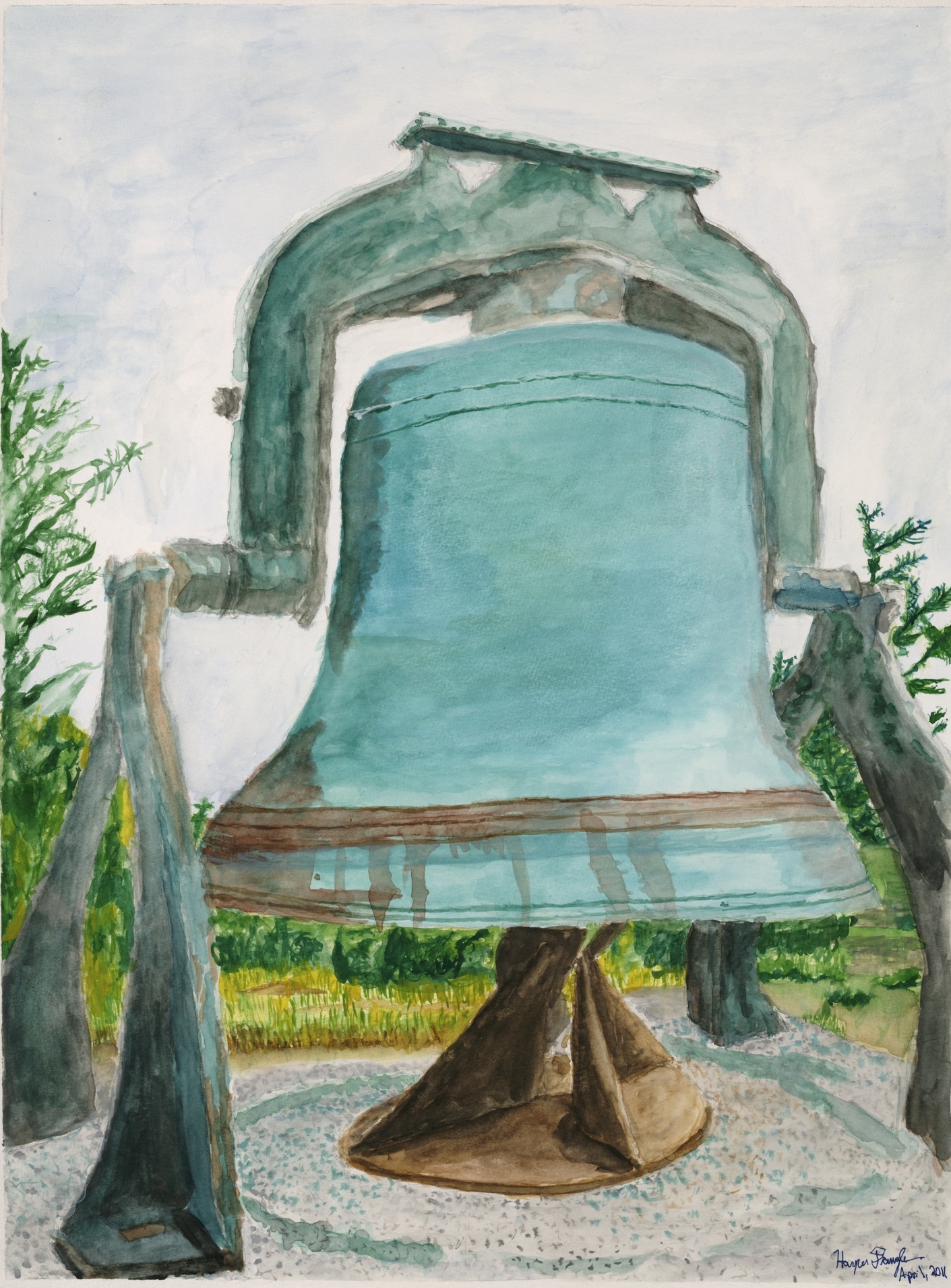 The Old Bell atop Monhegan, 18” by 24”, watercolor on paper