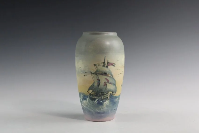 ZMA Puzzler! Weller Hudson Scenic Vase featuring Ships