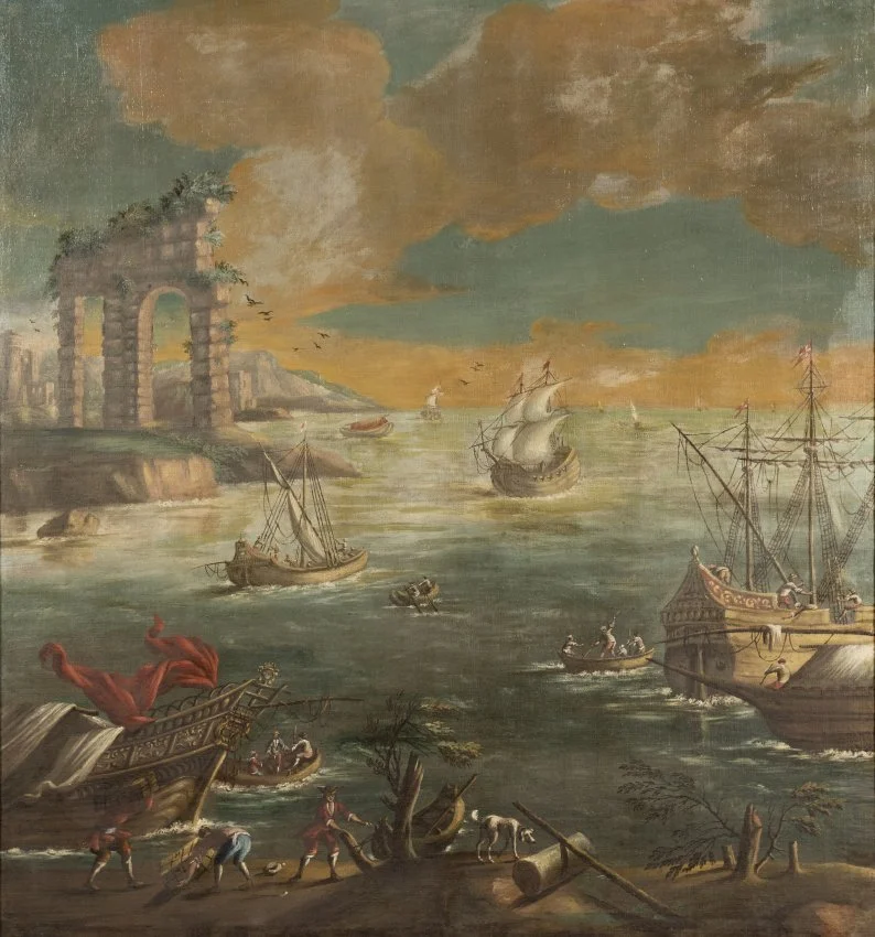 ZMA Puzzler! Harbor Scene Attributed to Salvator Rosa