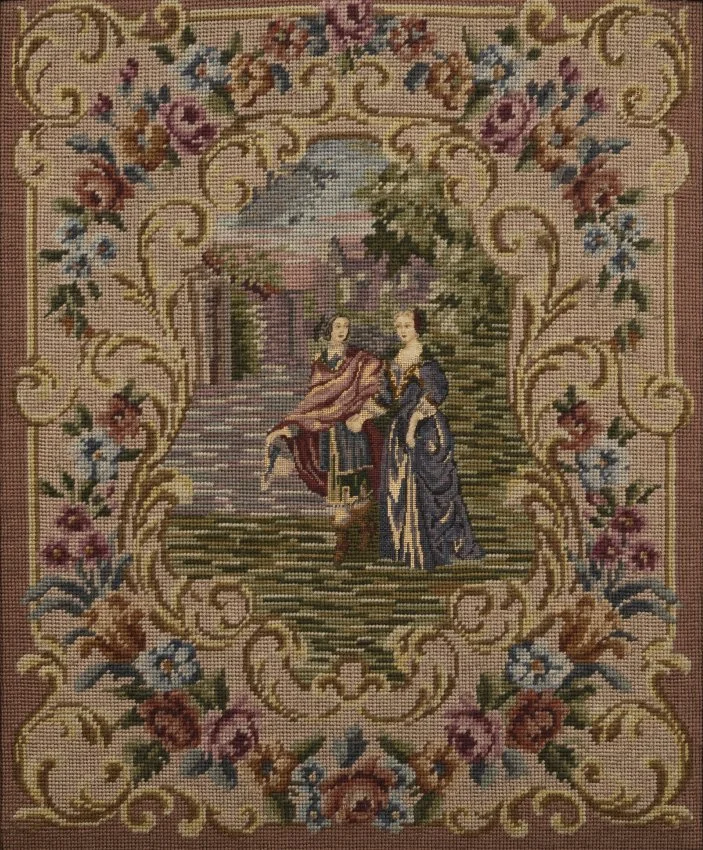 ZMA Puzzler! Single Panel Firescreen with Needlepoint Insert by Louise Ayers Hyde