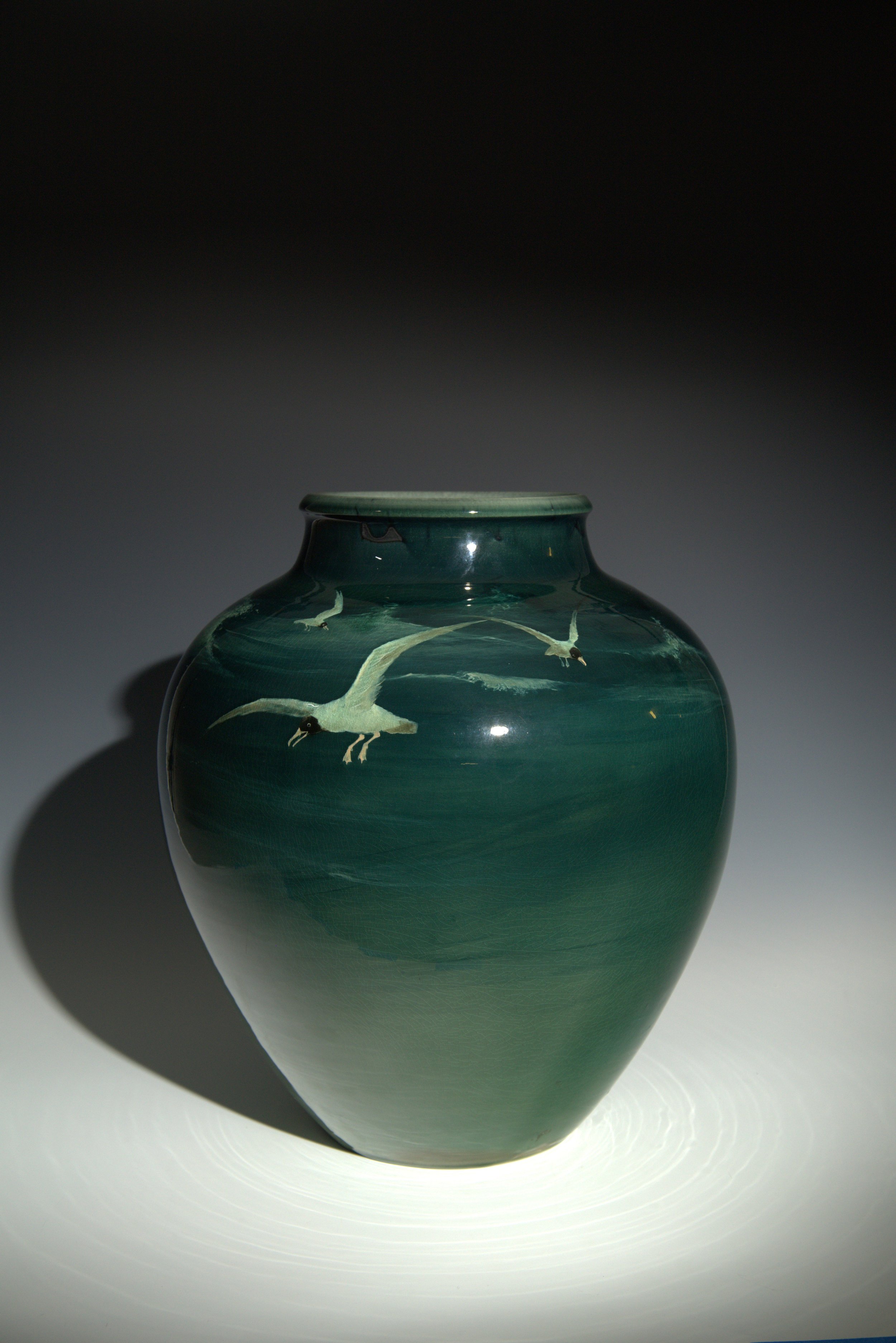 Rookwood Pottery Company (1880-1967), Sea Green Vase, decorated by William P. McDonald, 1897, earthenware. 2023.029.001 