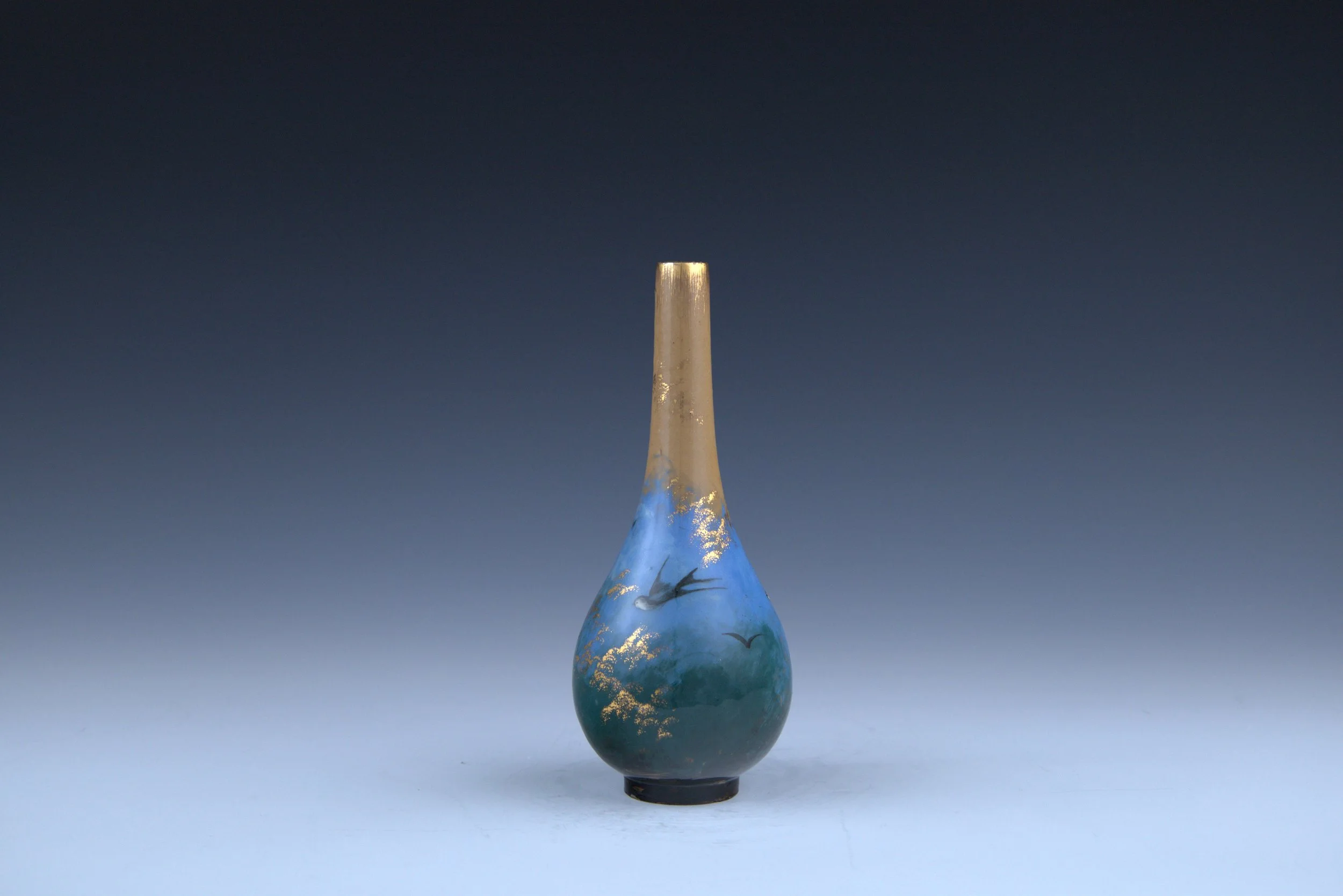 Rookwood Limoges Line Vase Featuring Swallows, decorated by Martin Rettig (1869-1956), 1883, earthenware. 2024.024.002