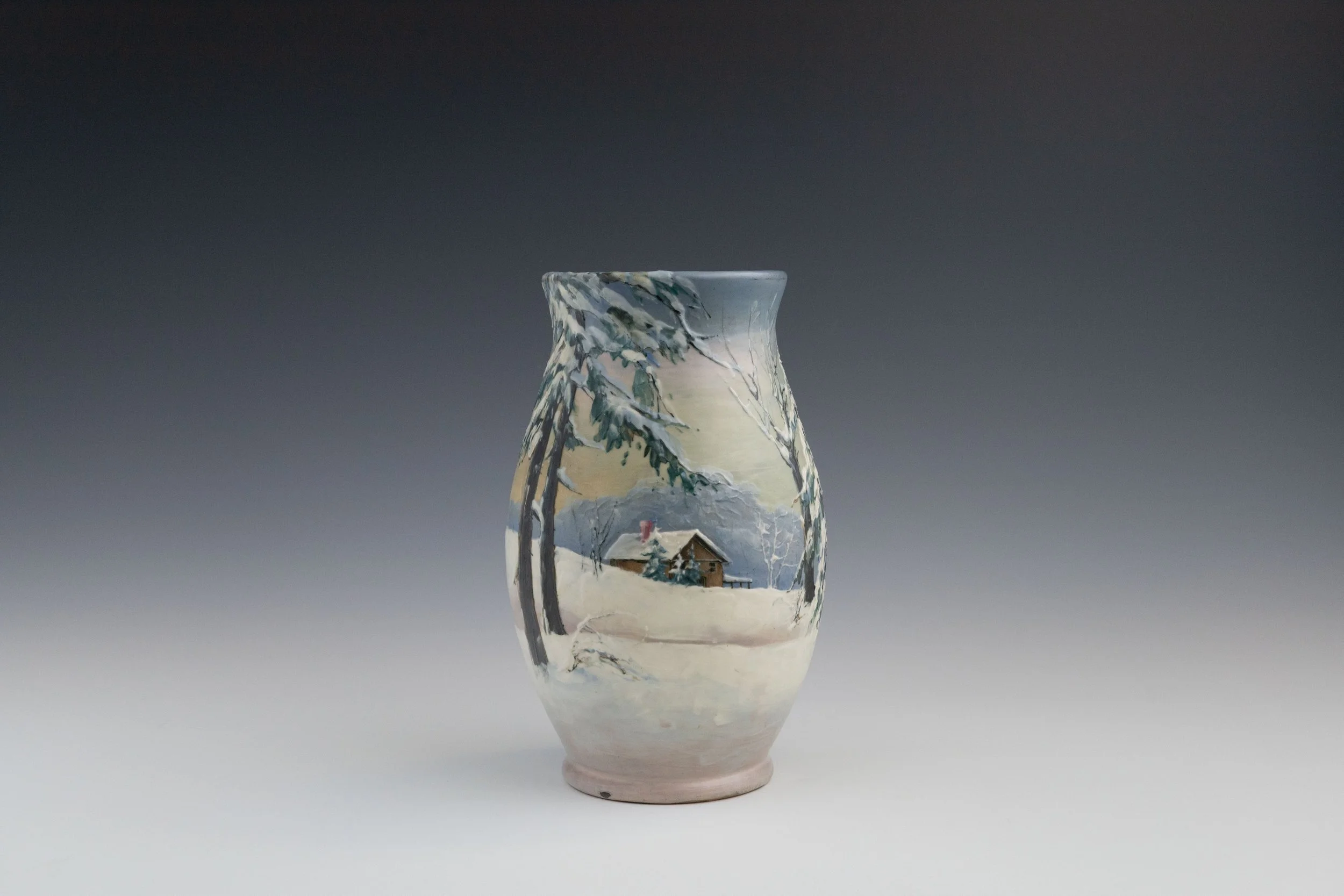 ZMA Puzzler!: Hudson (Numbered Scenic) Line Vase, 25, Featuring a Winter Mountainscape