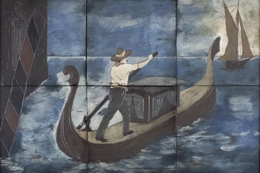 ZMA Puzzler! : Six Tile Tableau featuring a Gondalier and Gondola in the Venice Harbor 