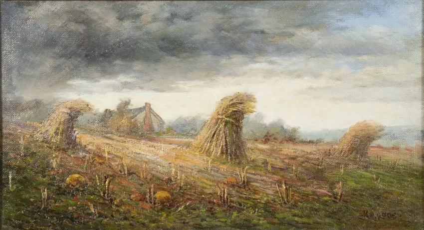 Minute with a Masterpiece: Approaching Storm: Corn Shocks by Karl Kappes