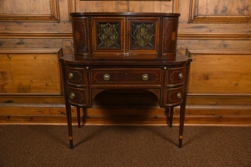 ZMA Puzzler!: Walnut Writing Cabinet with Serpentine Front and Fold-Out Desk