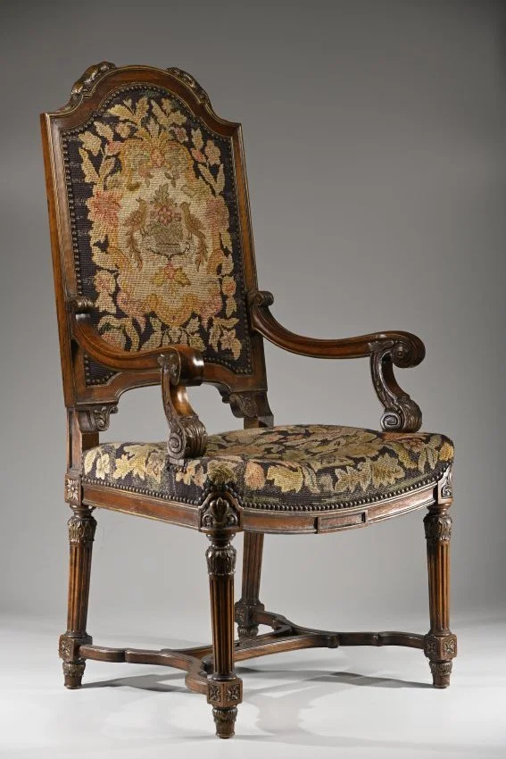 ZMA Puzzler!: Carved Hardwood Jacobean Needlepoint Chair